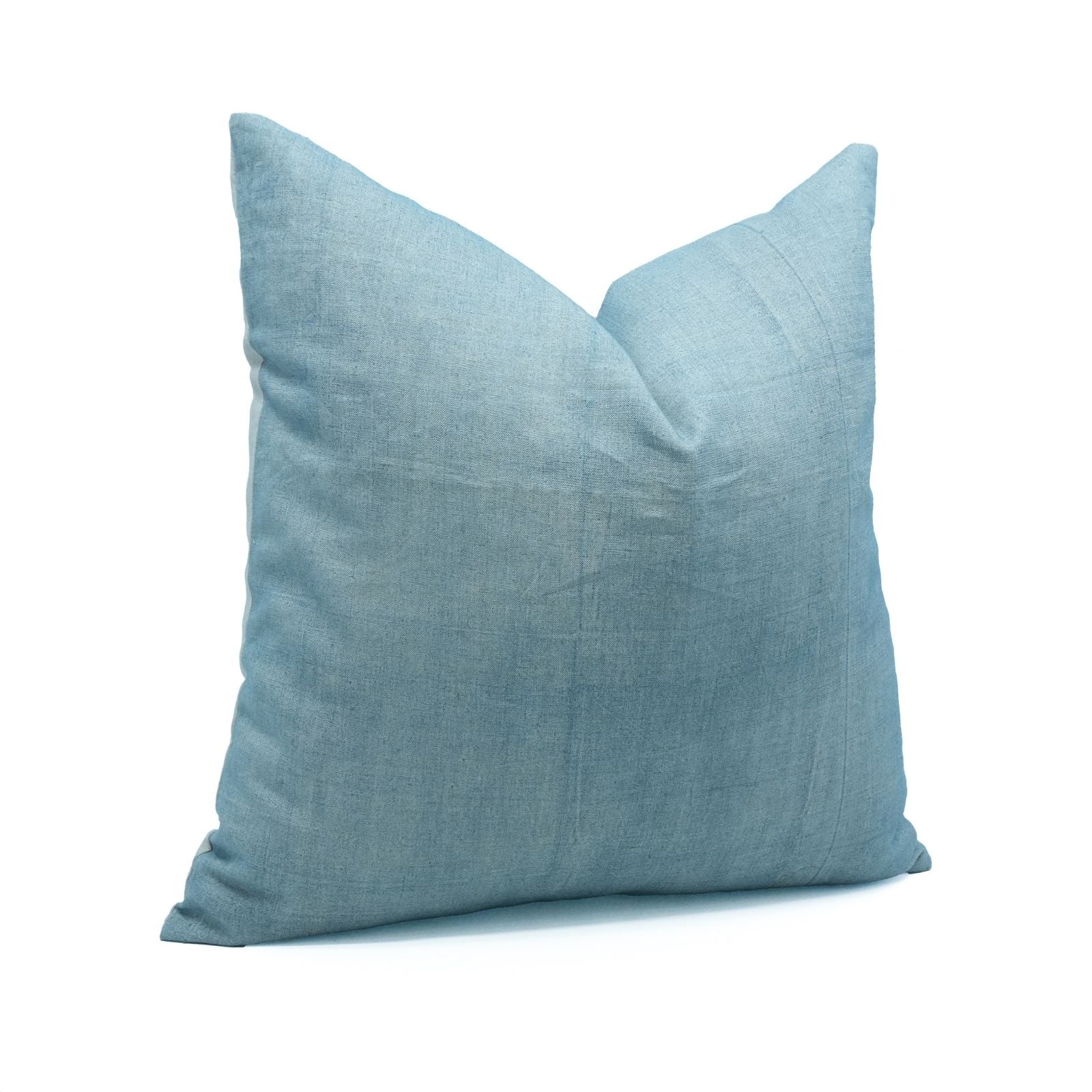 Solid Blue Thick Linen Throw Pillow Cover | Home Decor Accent
