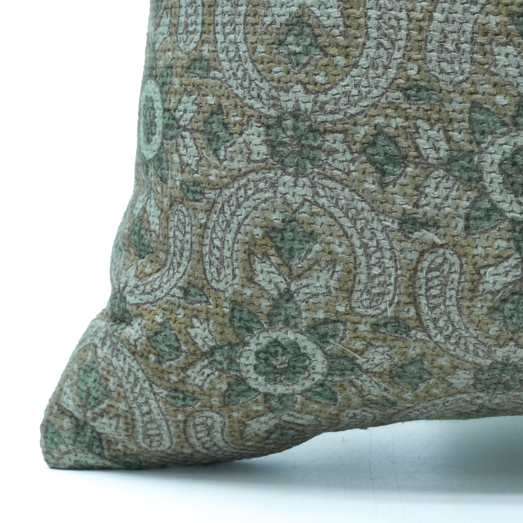 Indian Artisan Jute Linen Cushion Cover Gray Floral - Mahek