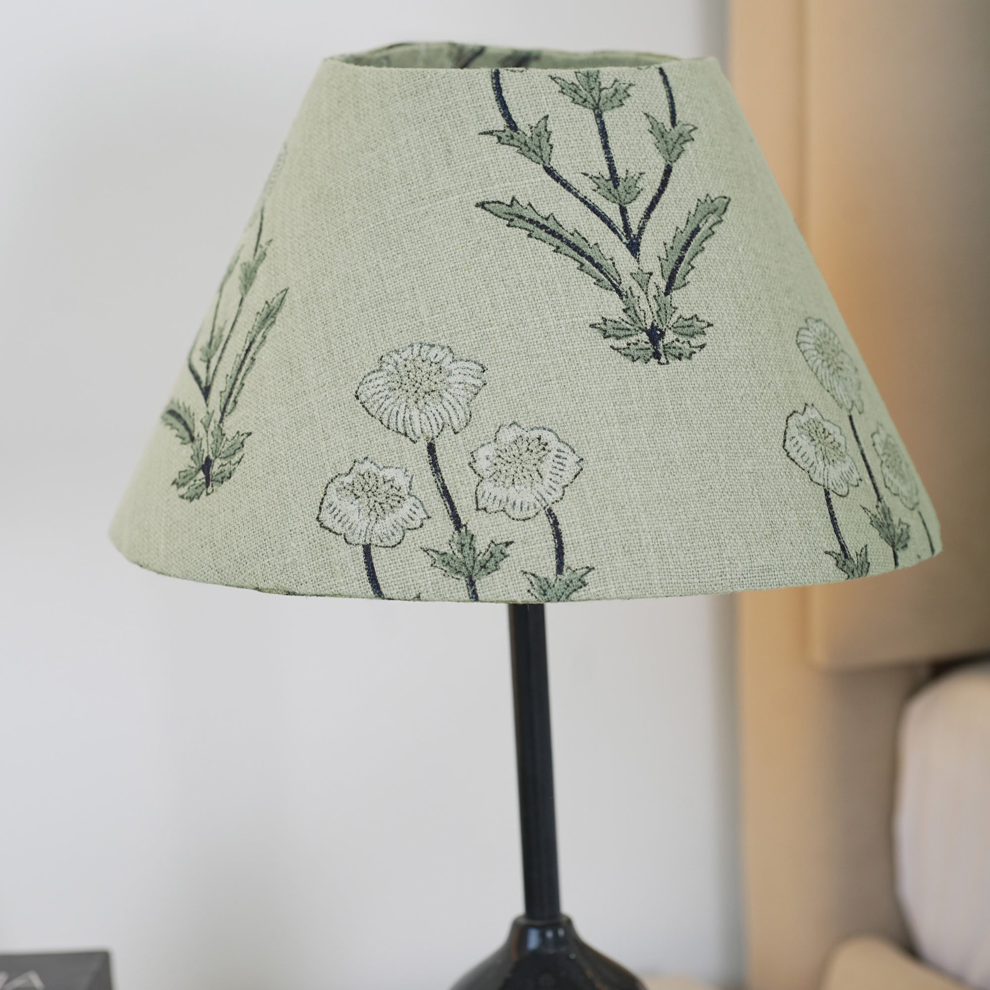 Amitabh Block Printed Thick Linen Coolie Table Lampshade
