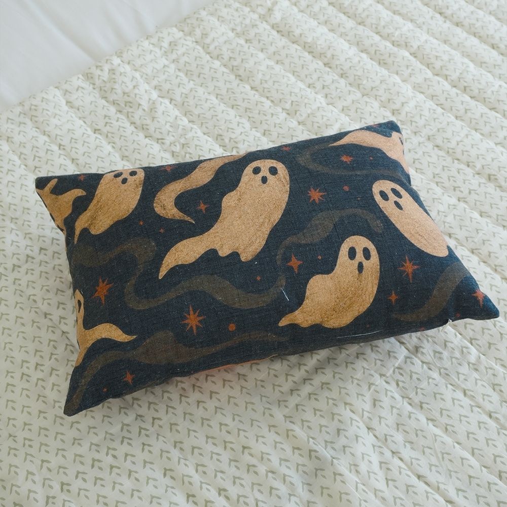 Spook Ghost Printed Boho Lumbar Cushion Cover Halloween Decor 