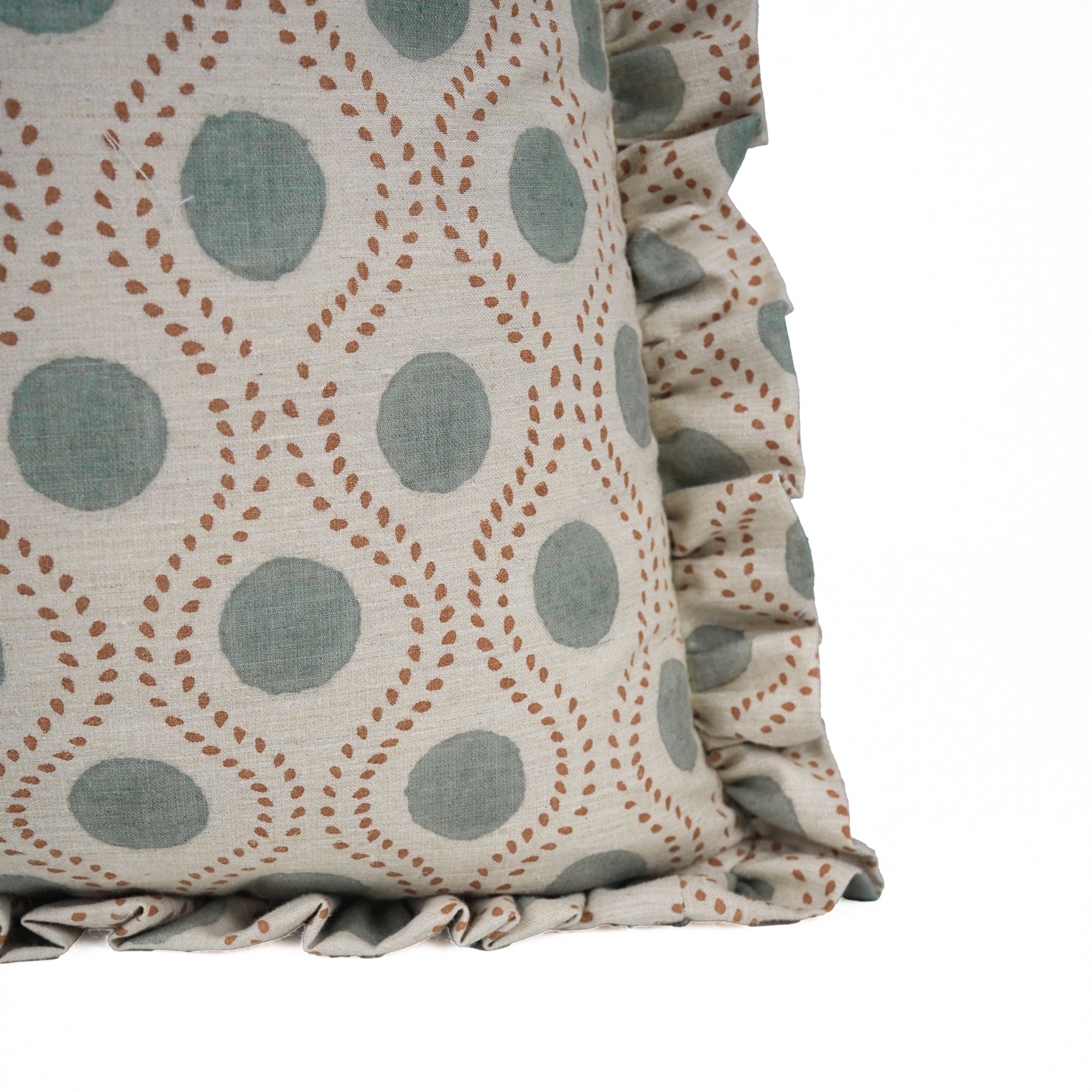 Handmade Boho Dotted Frill Pillow Cover – Rajbhog Block Print