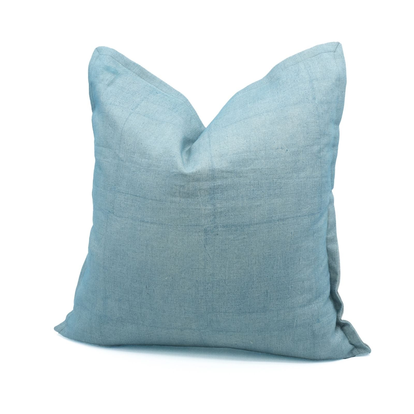 Solid Blue Thick Linen Oxford Throw Pillow Cover