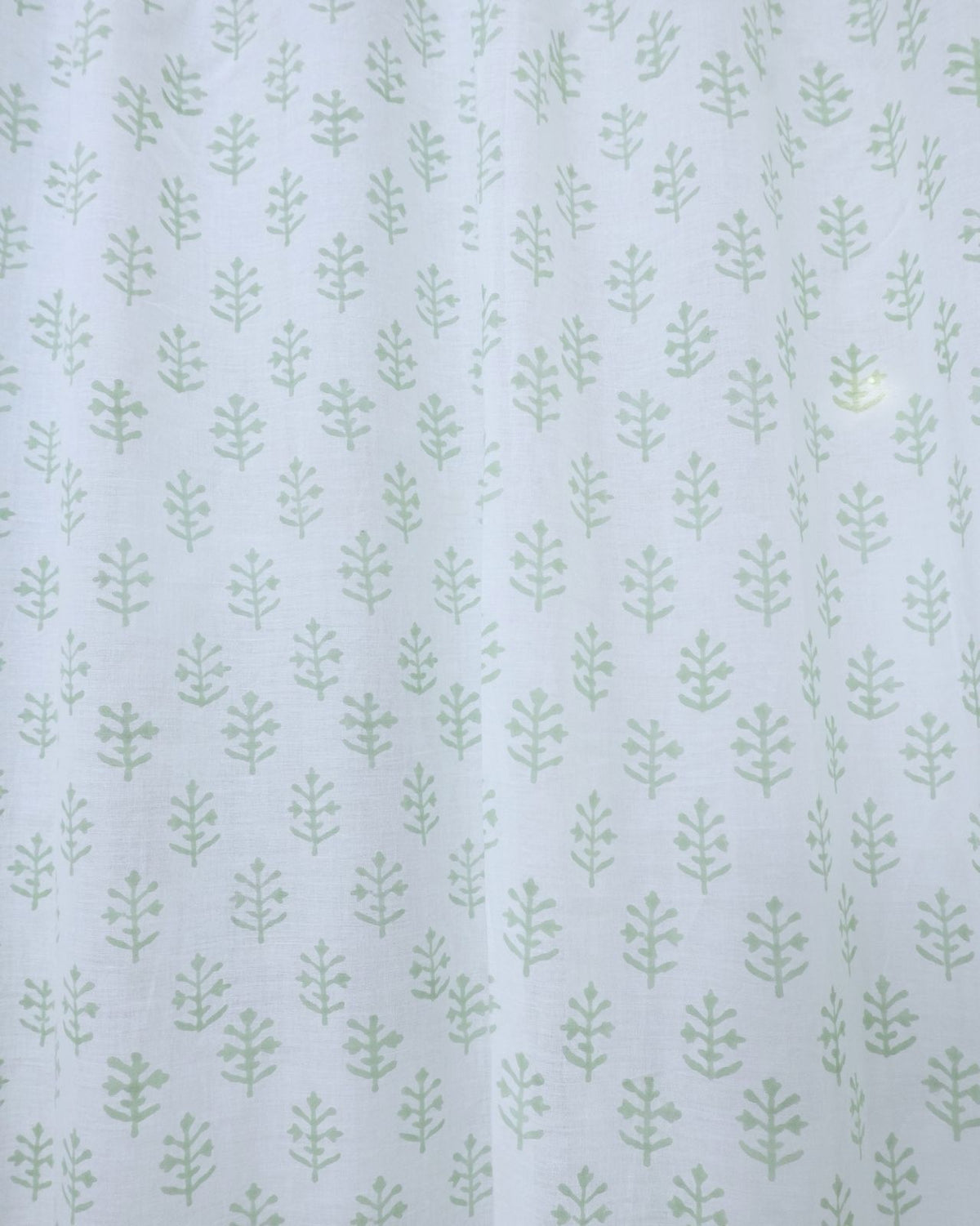 Jasmine Block Print Sage Green 100% Cotton Tab Top Curtain