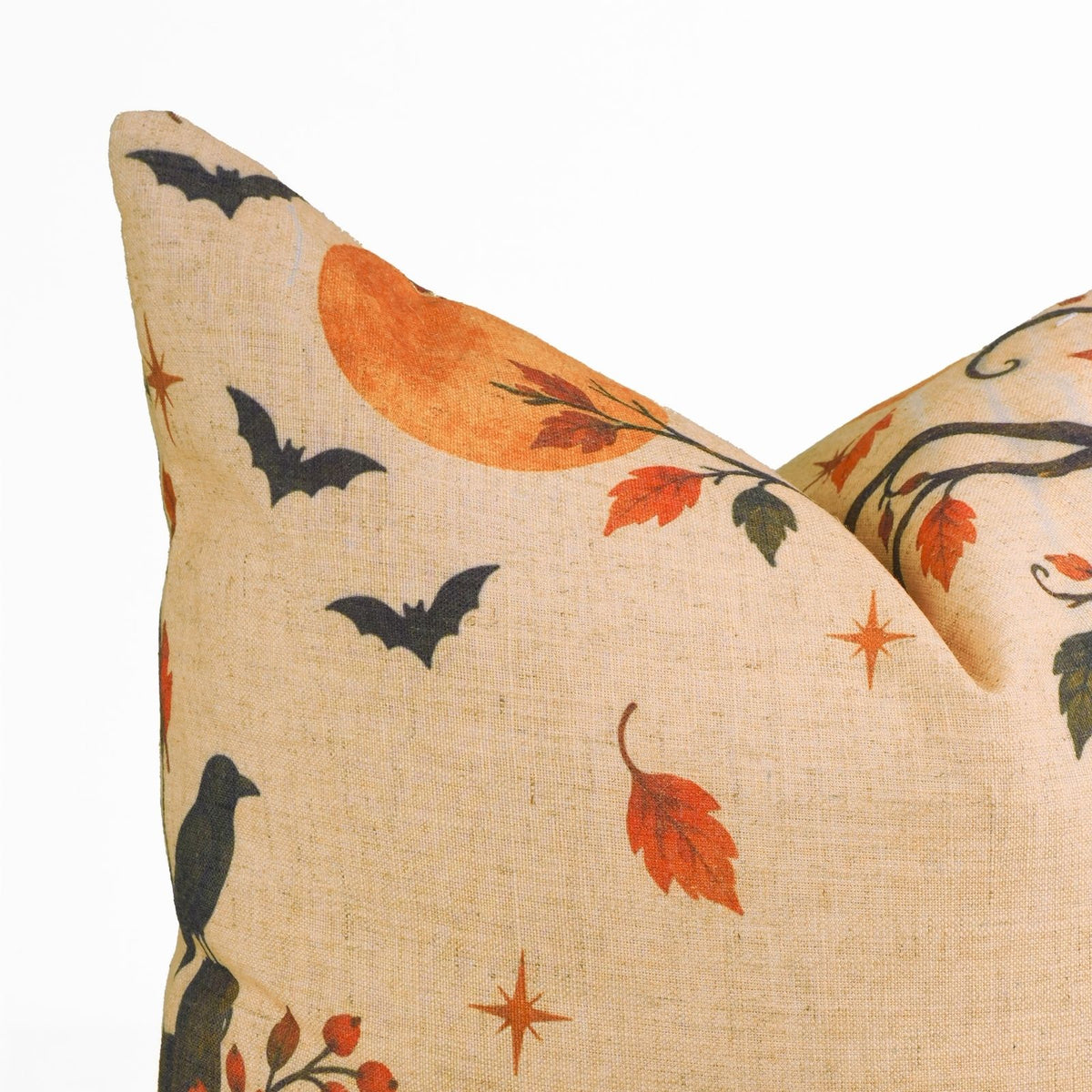 Halloween Pumpkin Print Viscose Linen Pillow Cover - Kadu