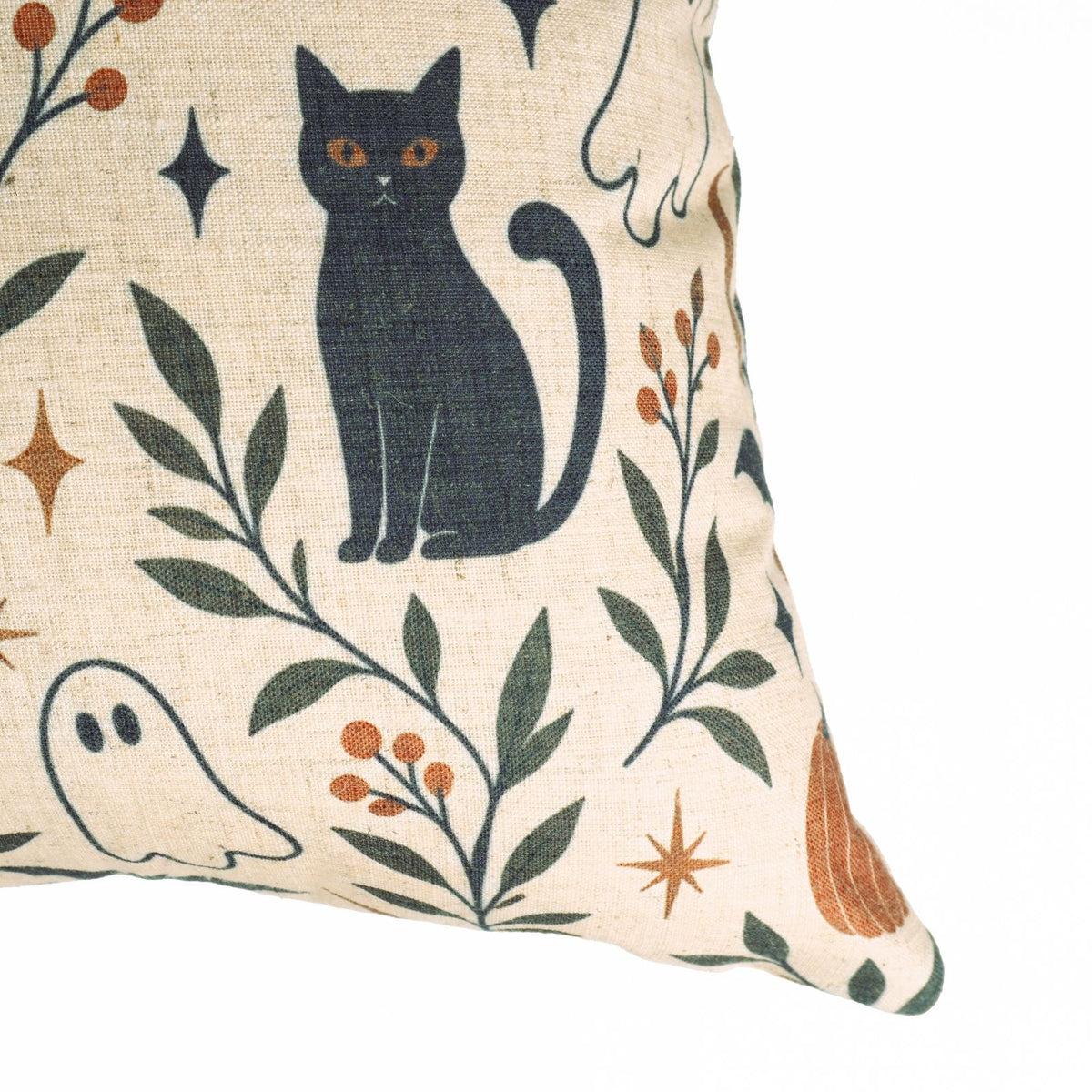 Halloween Black Cat Ghosts Viscose Linen Cushion Cover - Spooky