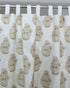 Wooden Block Gray Floral Linen Bedroom Drapery - Mohini