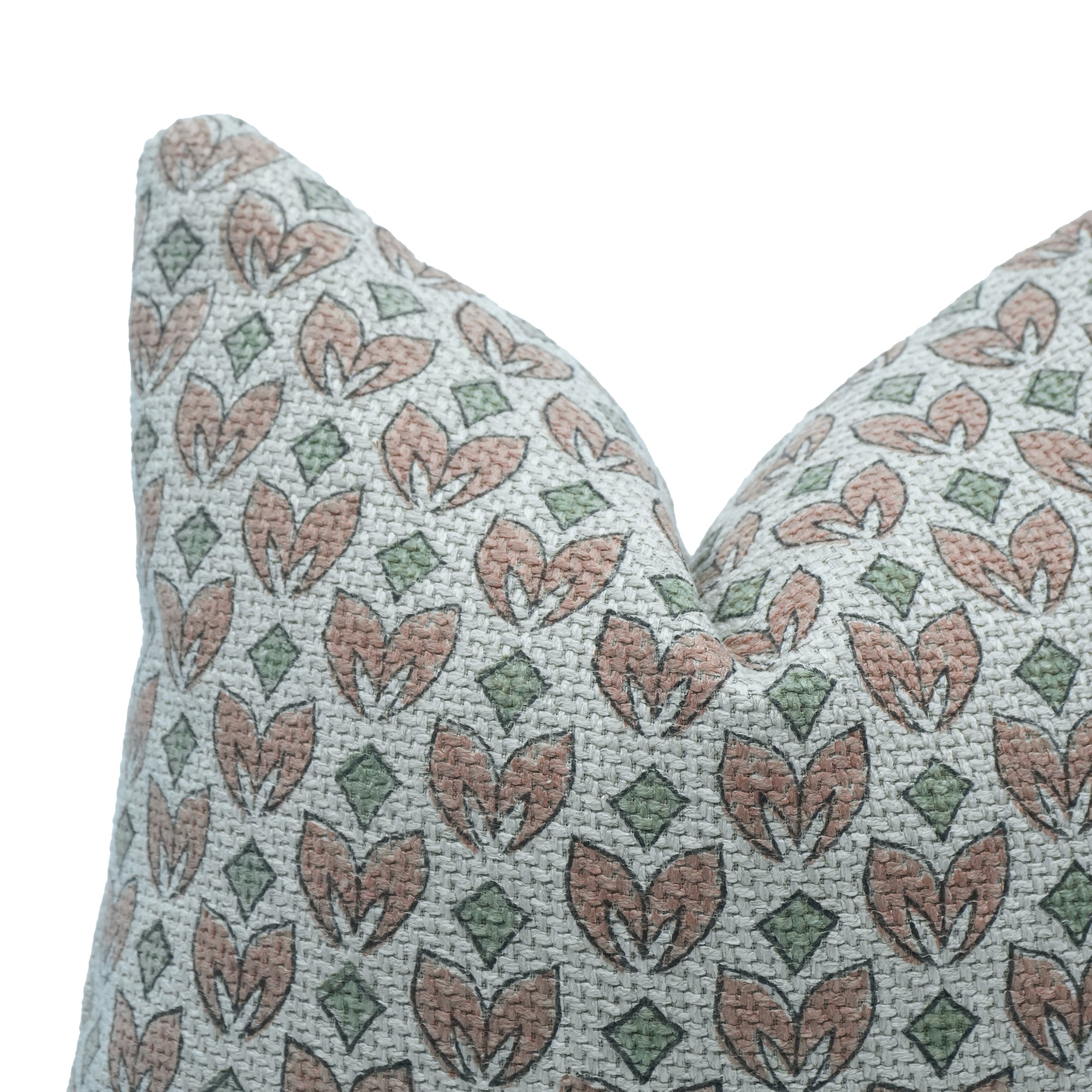 Titlee Indian Printed Jute Linen Boho Pillow Cover Peach Floral