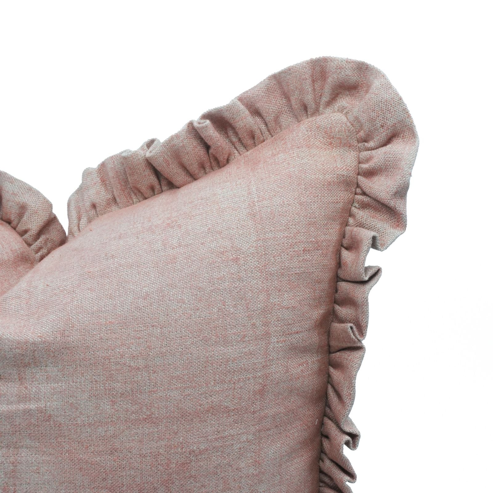 Solid Brown Frill Indoor Cushion Cover | Thick Linen