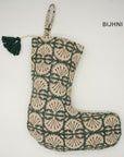 Christmas Stockings Modern Farmhouse Decor Hand Block Printed in Linen Personalized Decorative Stockings - Bijhni