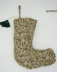 Christmas Stockings Modern Farmhouse Decor Hand Block Printed in Linen Personalized Decorative Stockings - Bijhni