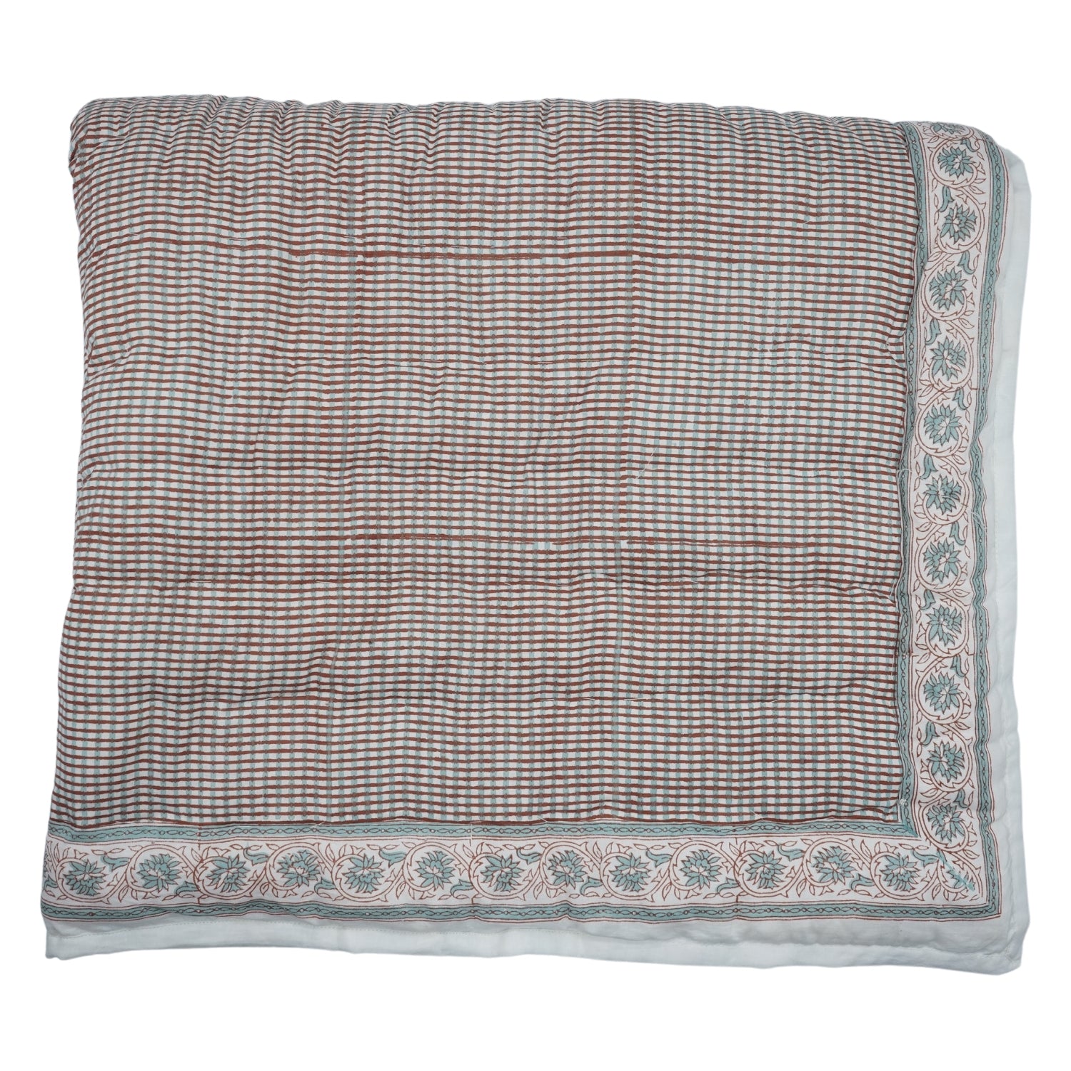Umbrella Hand Block Print Reversible Cotton Quilt