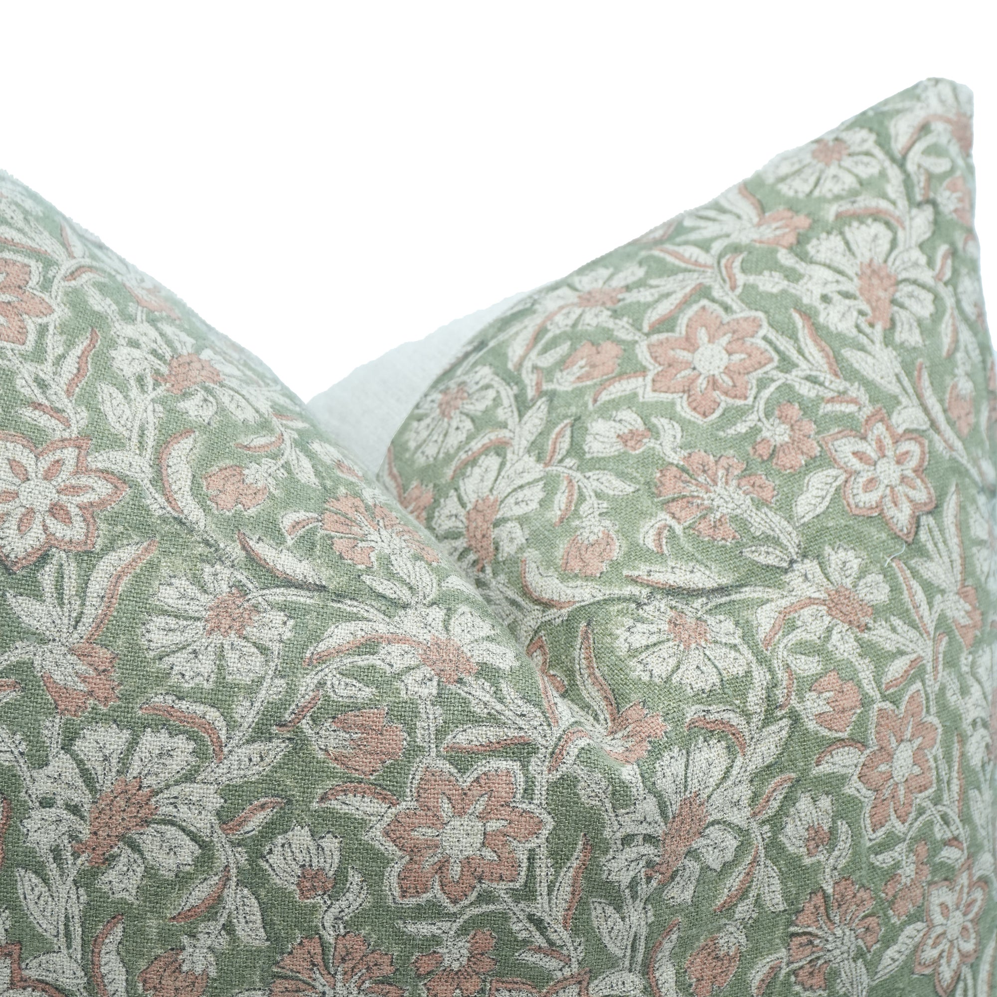 Dark Green Jarul Block Print Linen Boho Cushion Cover 