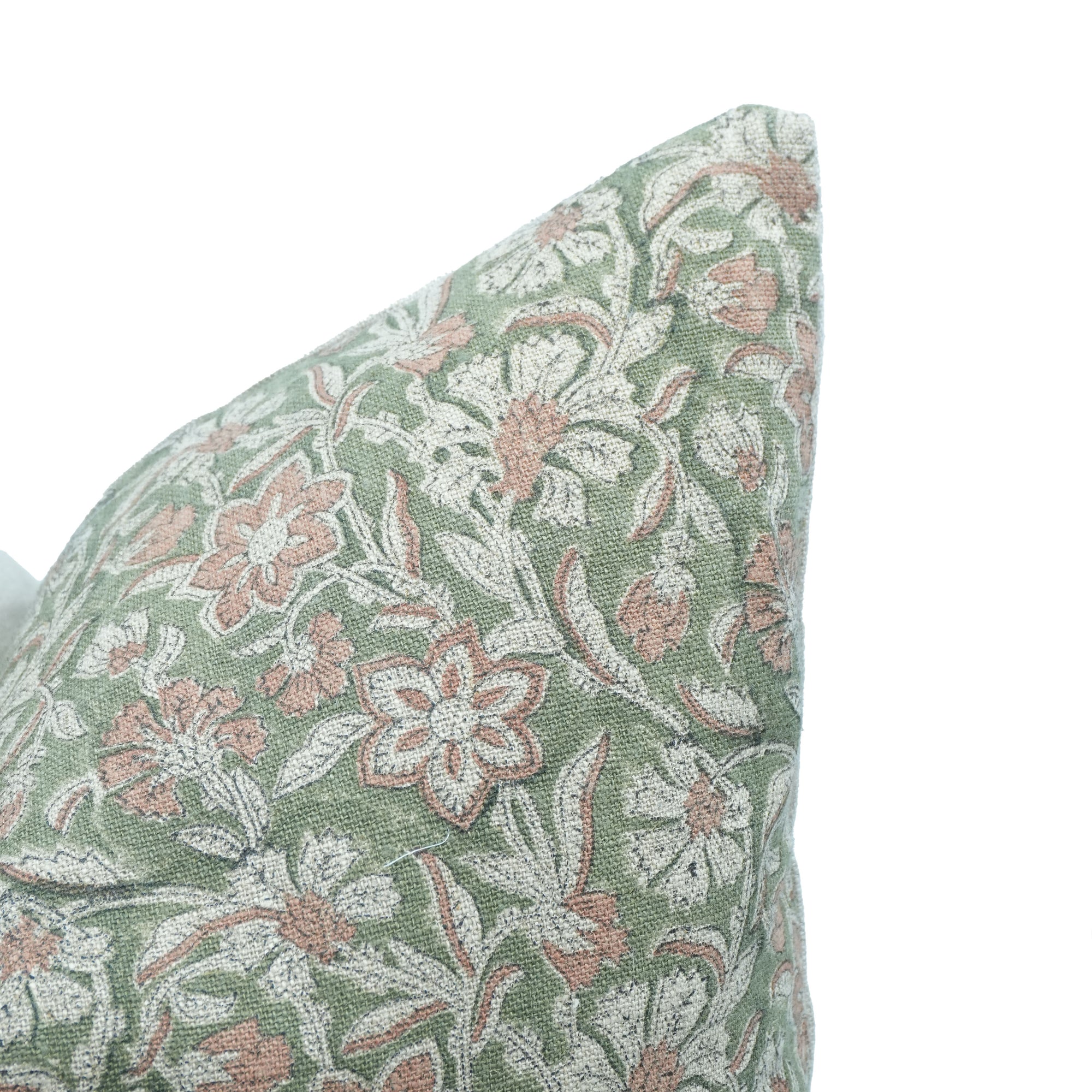 Dark Green Jarul Block Print Linen Boho Cushion Cover 