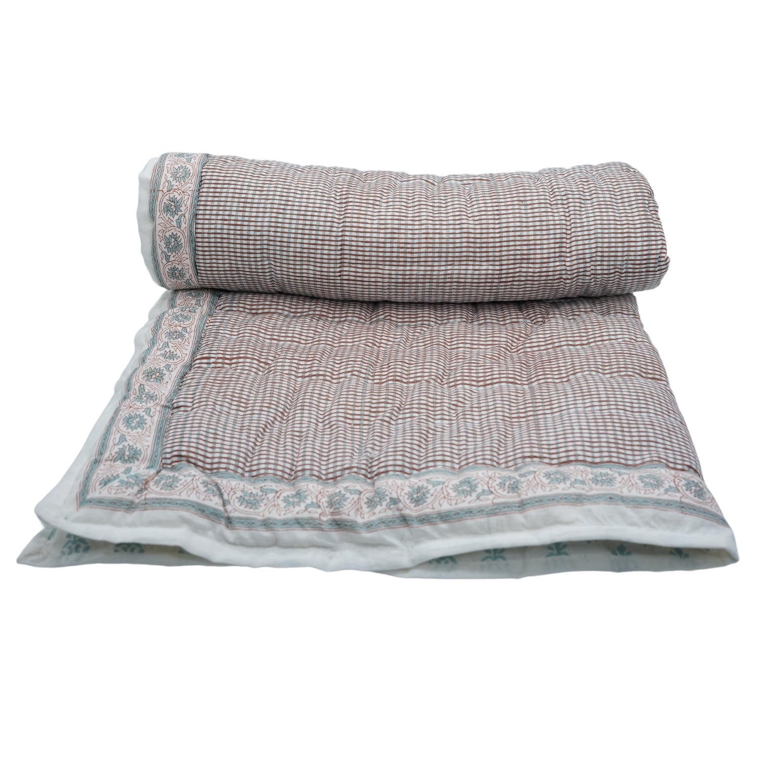 Umbrella Hand Block Print Reversible Cotton Quilt
