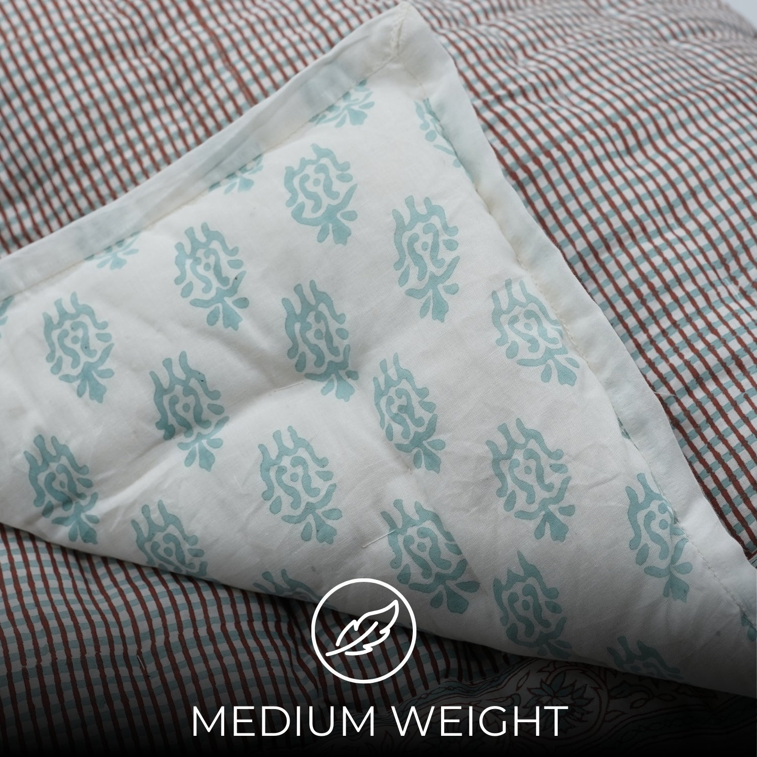 Umbrella Hand Block Print Reversible Cotton Quilt