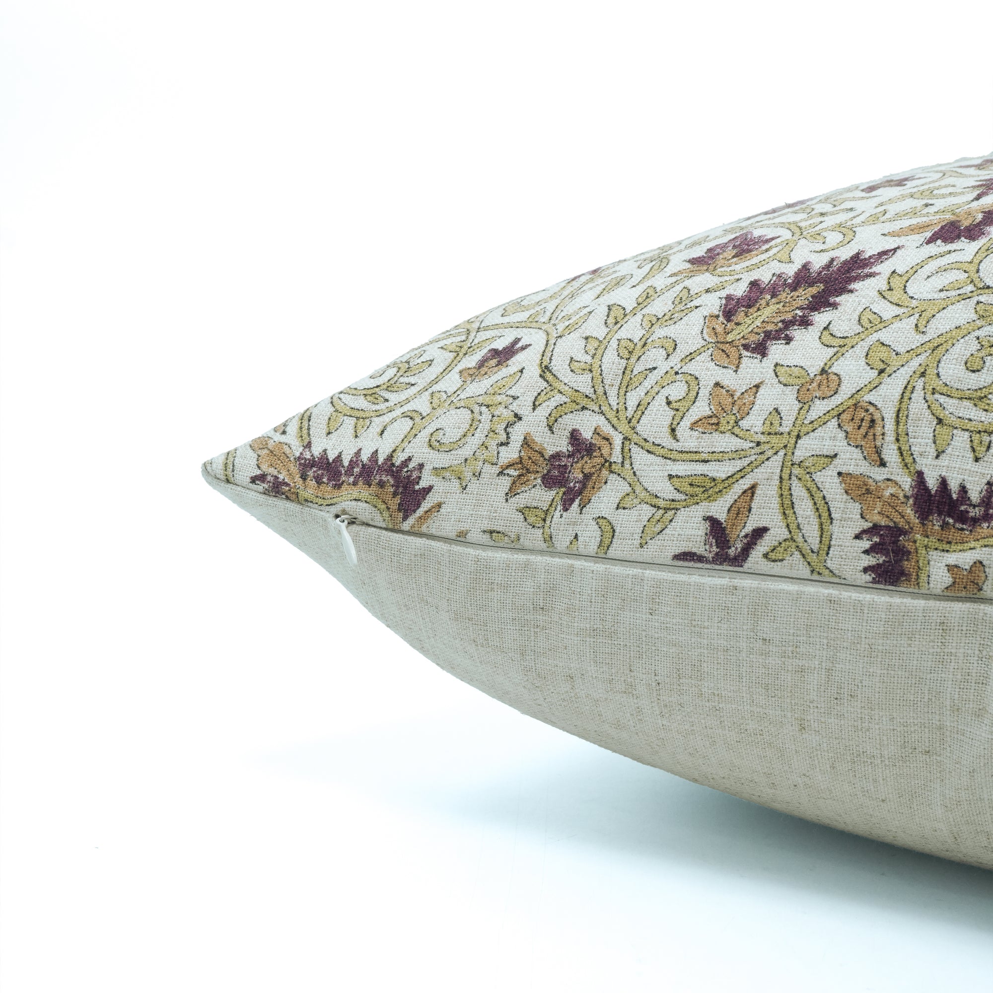 Indian Floral Print Heavy Viscose Linen Pillow Cover - Hawamahal