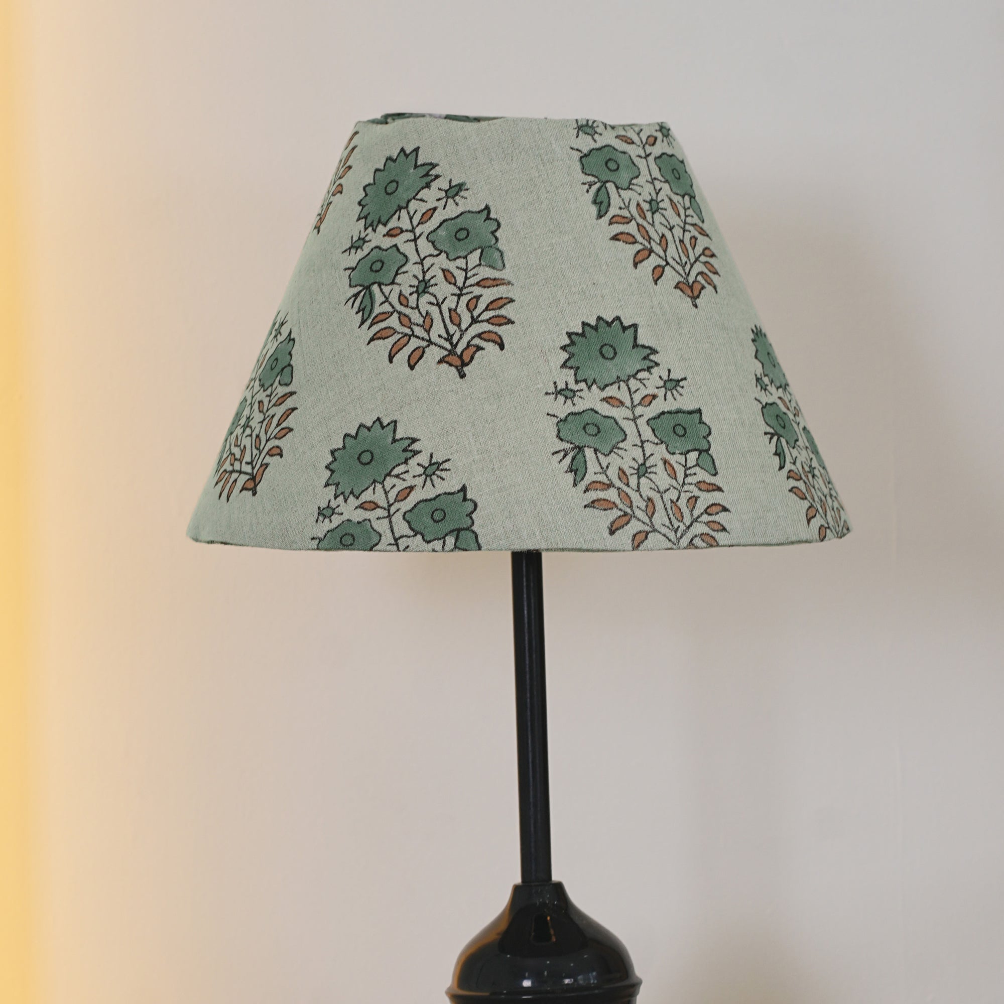 Indian Mayra Brown Block Print Pure Linen Table Lampshade