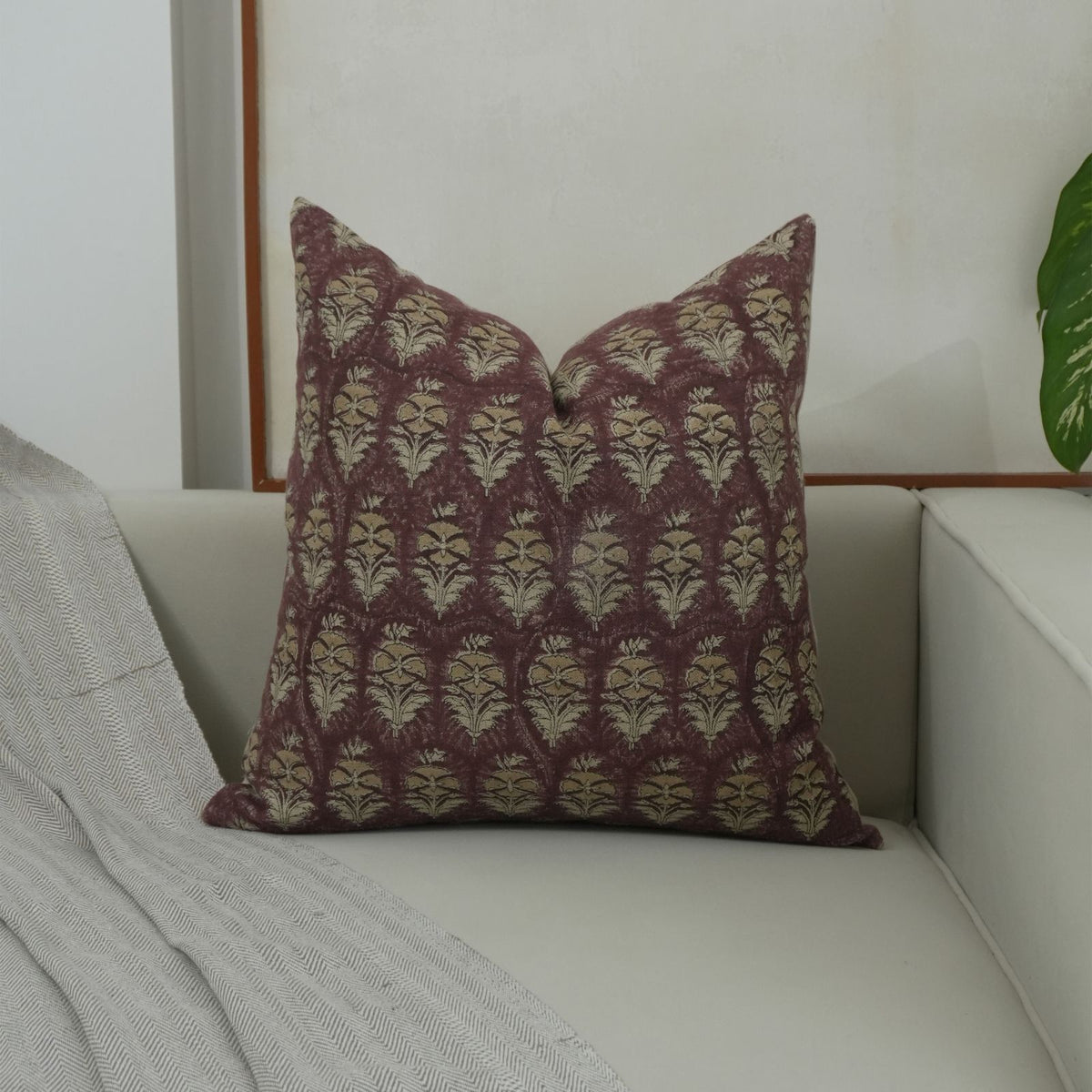 Block Print Chocolate Boho Pillow Cover - Mormukut