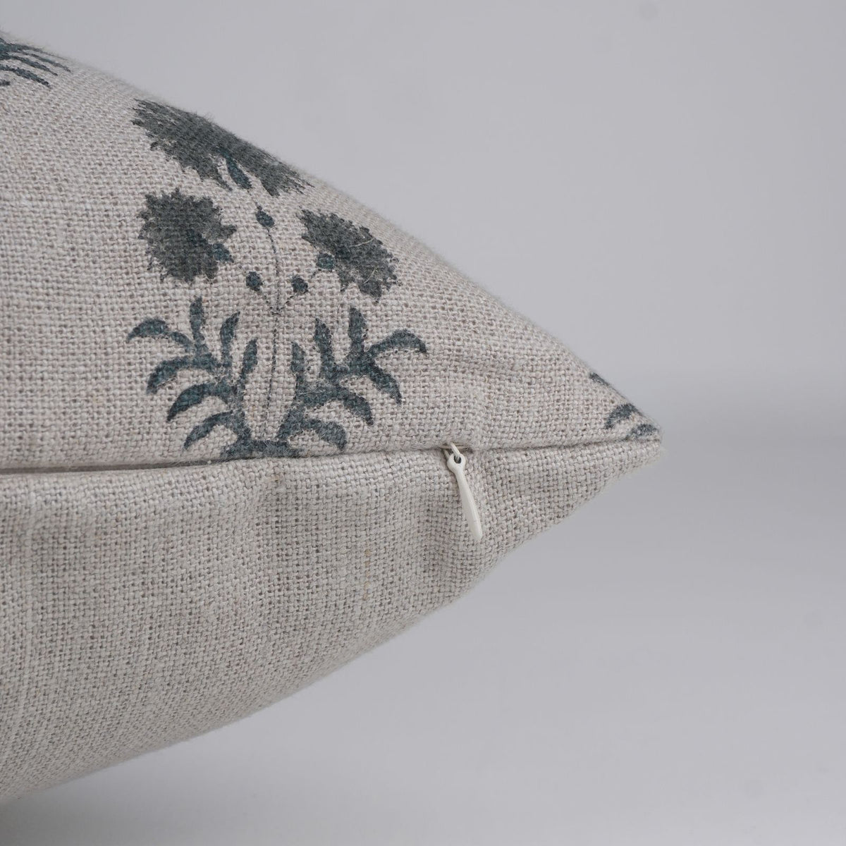 Block Print Decor Rishi Slate Grey Linen Boho Pillow Cover