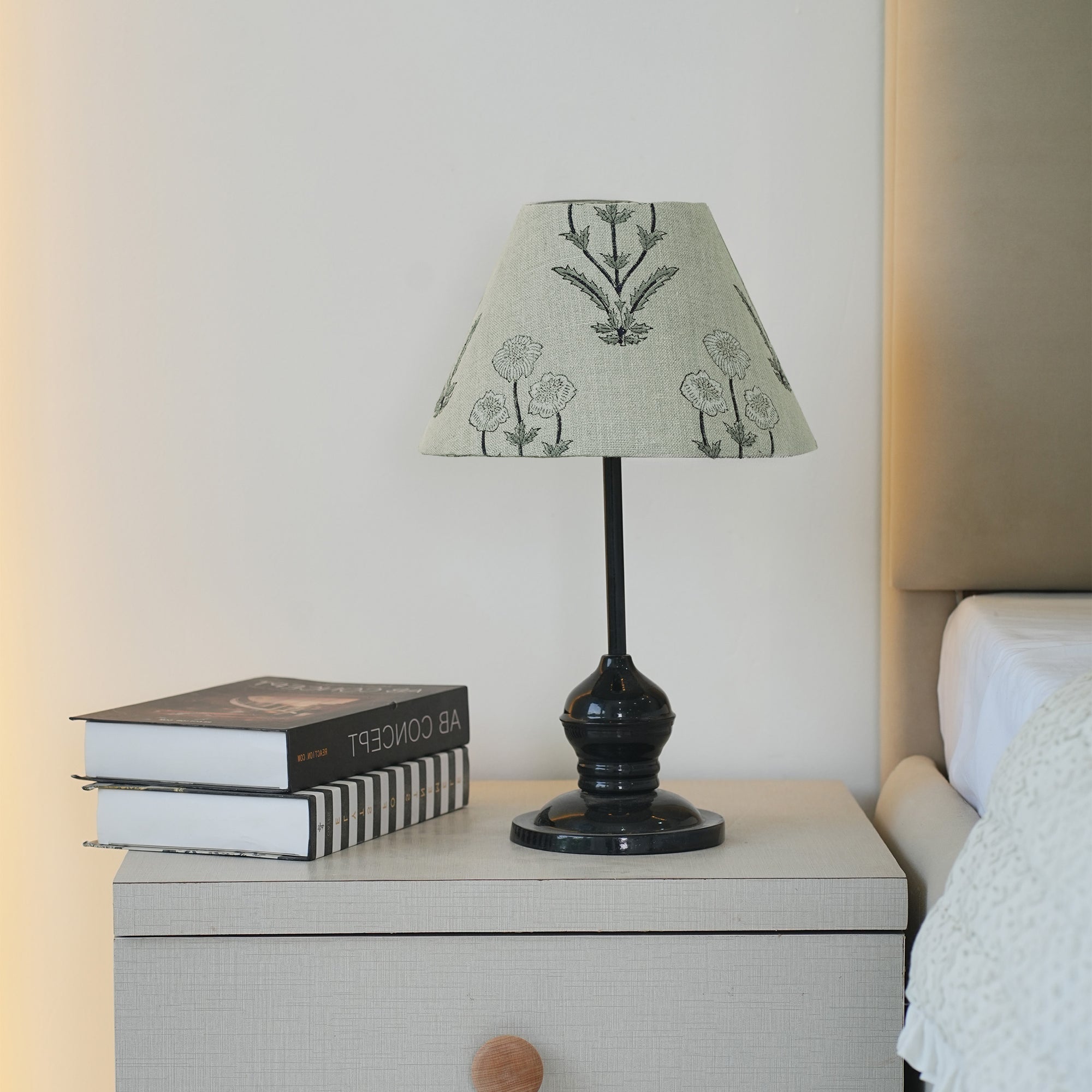 Amitabh Block Printed Thick Linen Coolie Table Lampshade