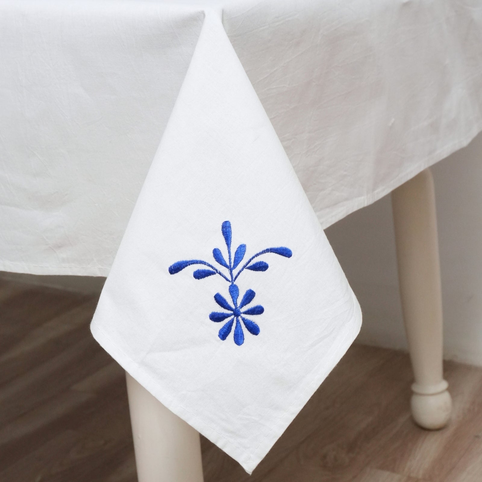 Purple Floral Boho Embroidered Cotton Table Cover | Dining Decor