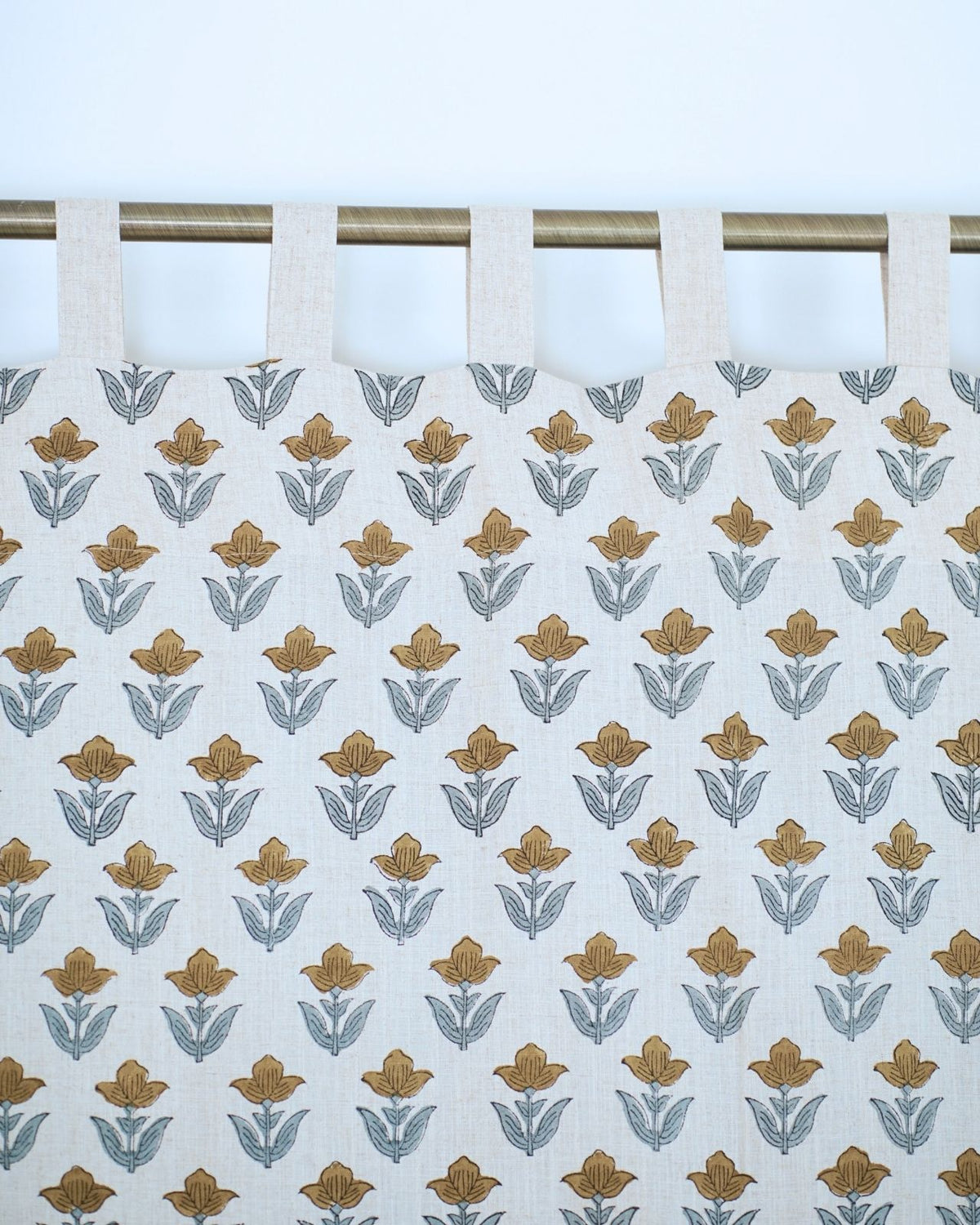 Block Printed Linen Mustard Gold Floral Curtain – Tulip