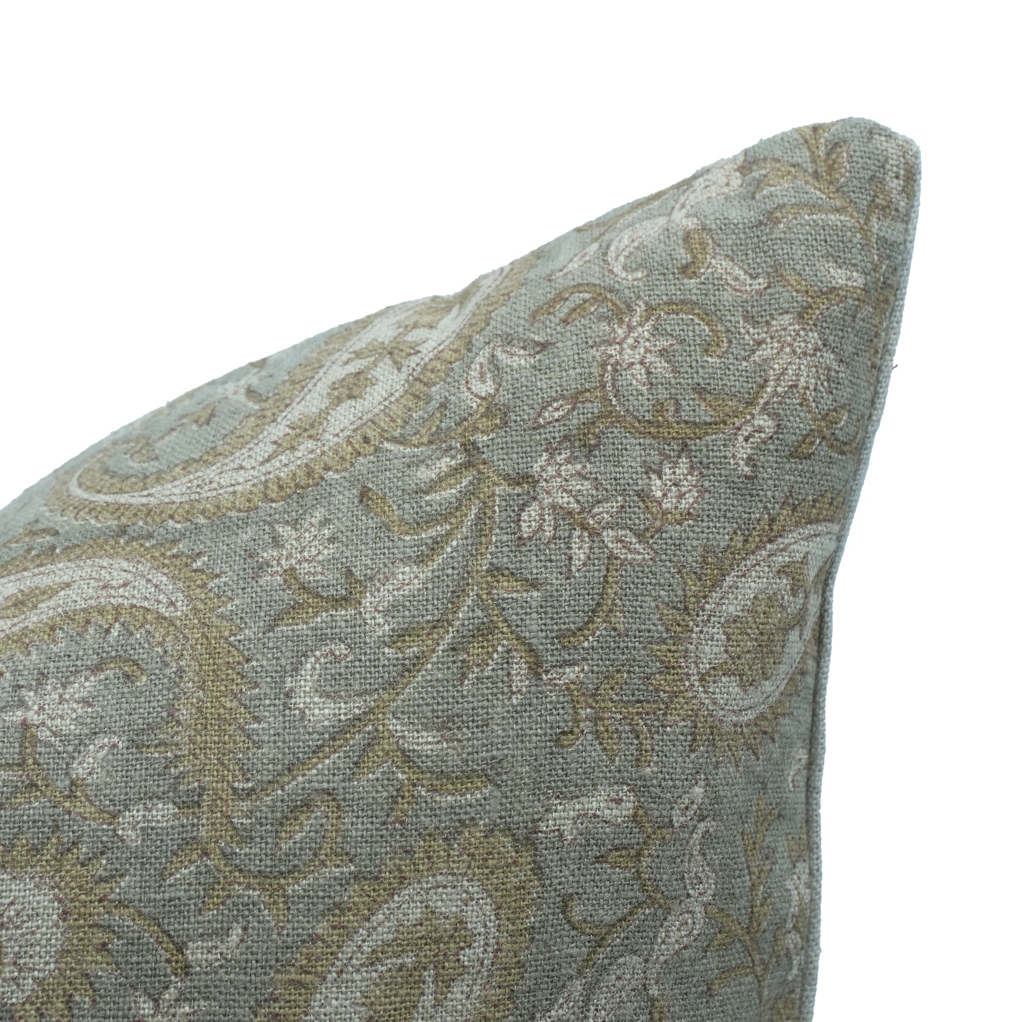Gray Floral Kiara Indian Printed Thick Linen Cushion Case