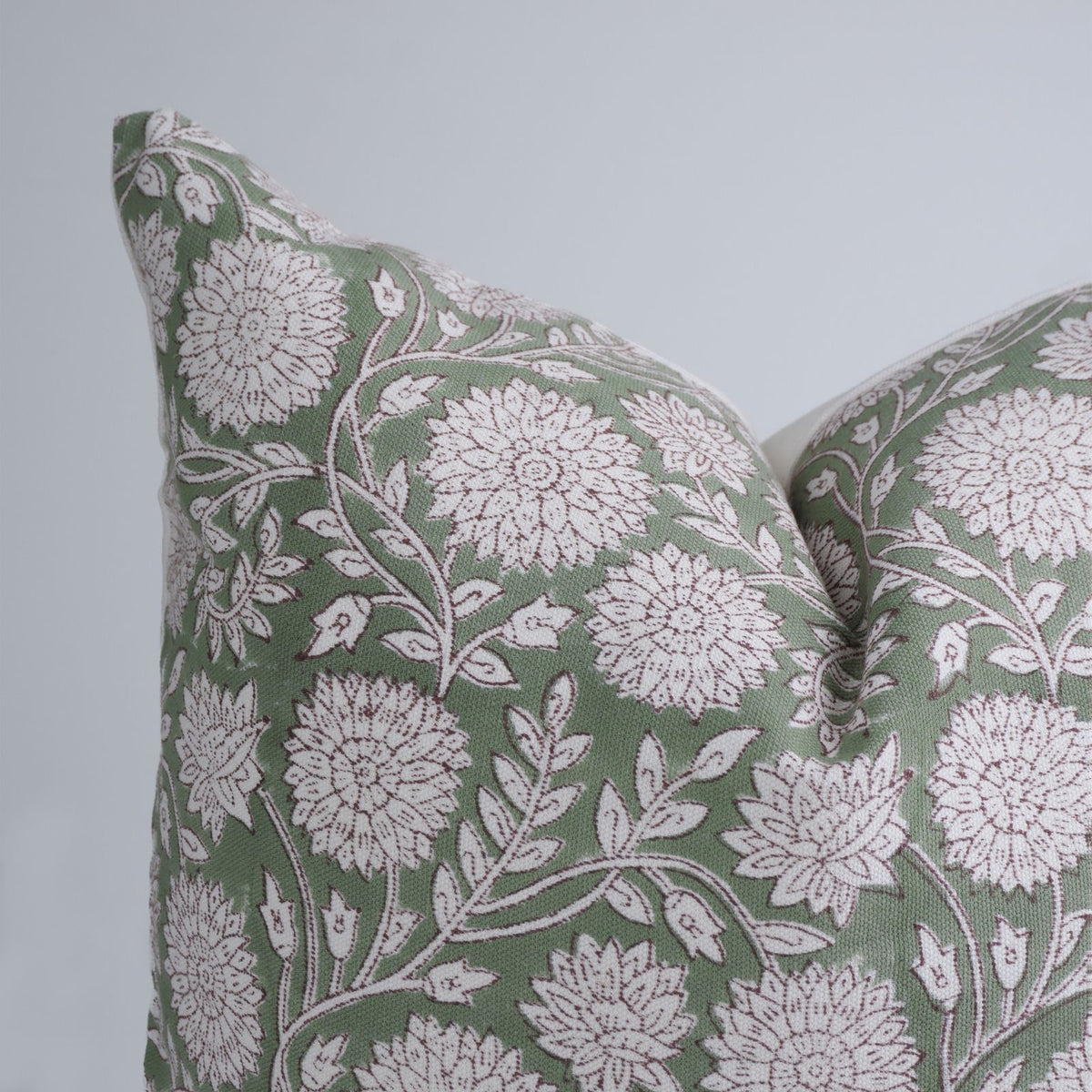 Indian Sage Floral Thick Cotton White Cushion Cover - Rajat