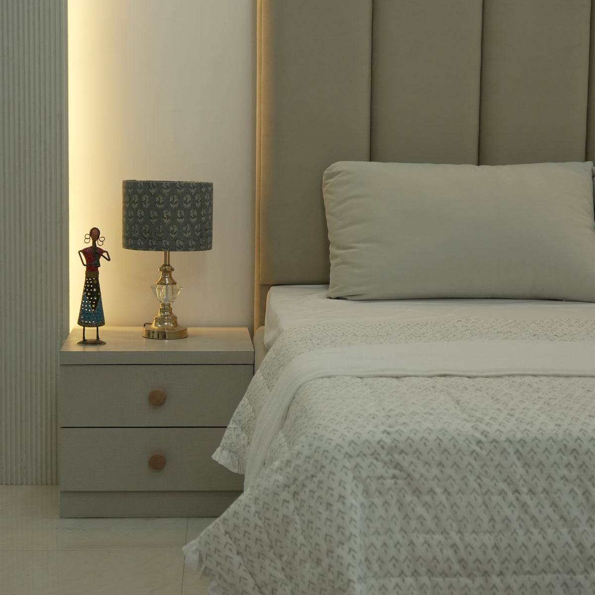Pure Linen Block Print Bedroom Lampshade - Superstar