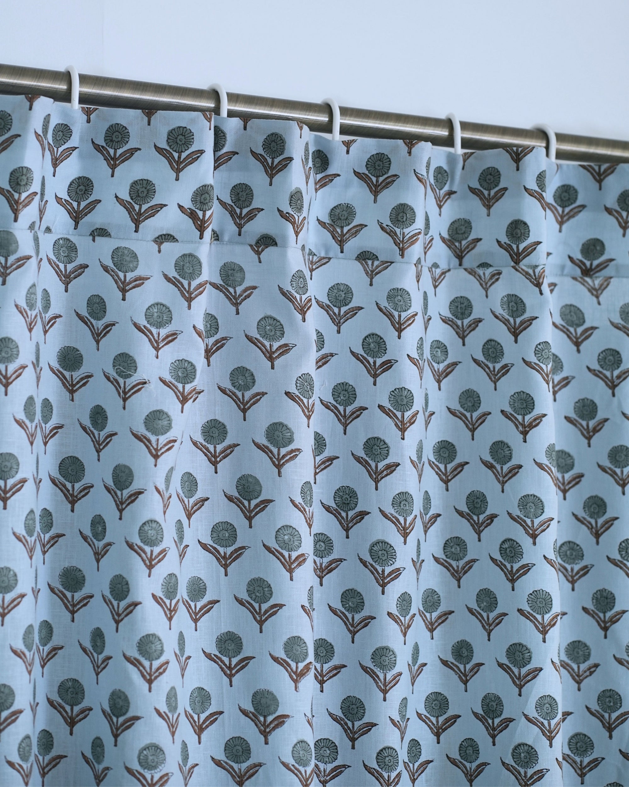 Indian Block Print Viscose Linen Window Curtains - Gendapushpa