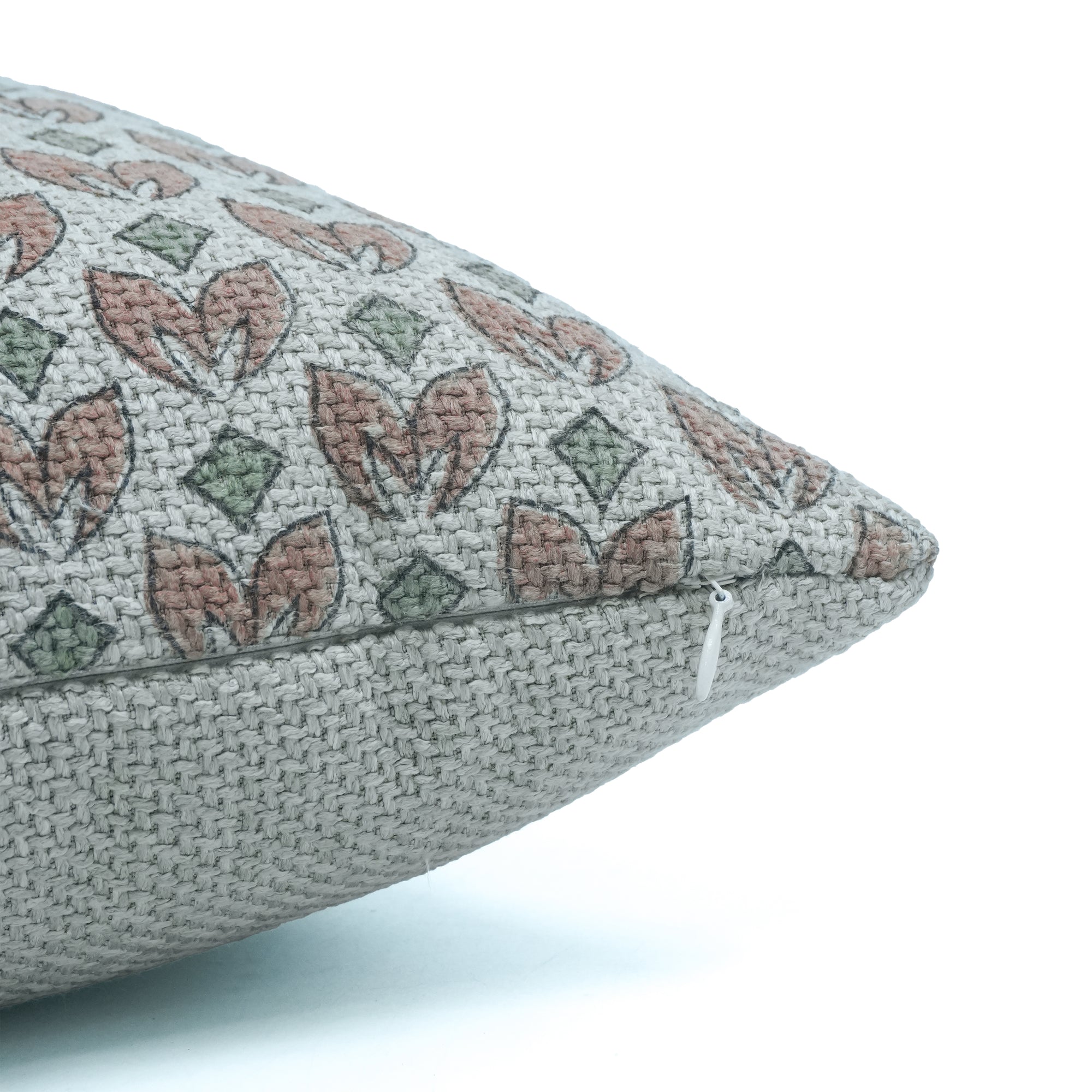 Titlee Indian Printed Jute Linen Boho Pillow Cover Peach Floral