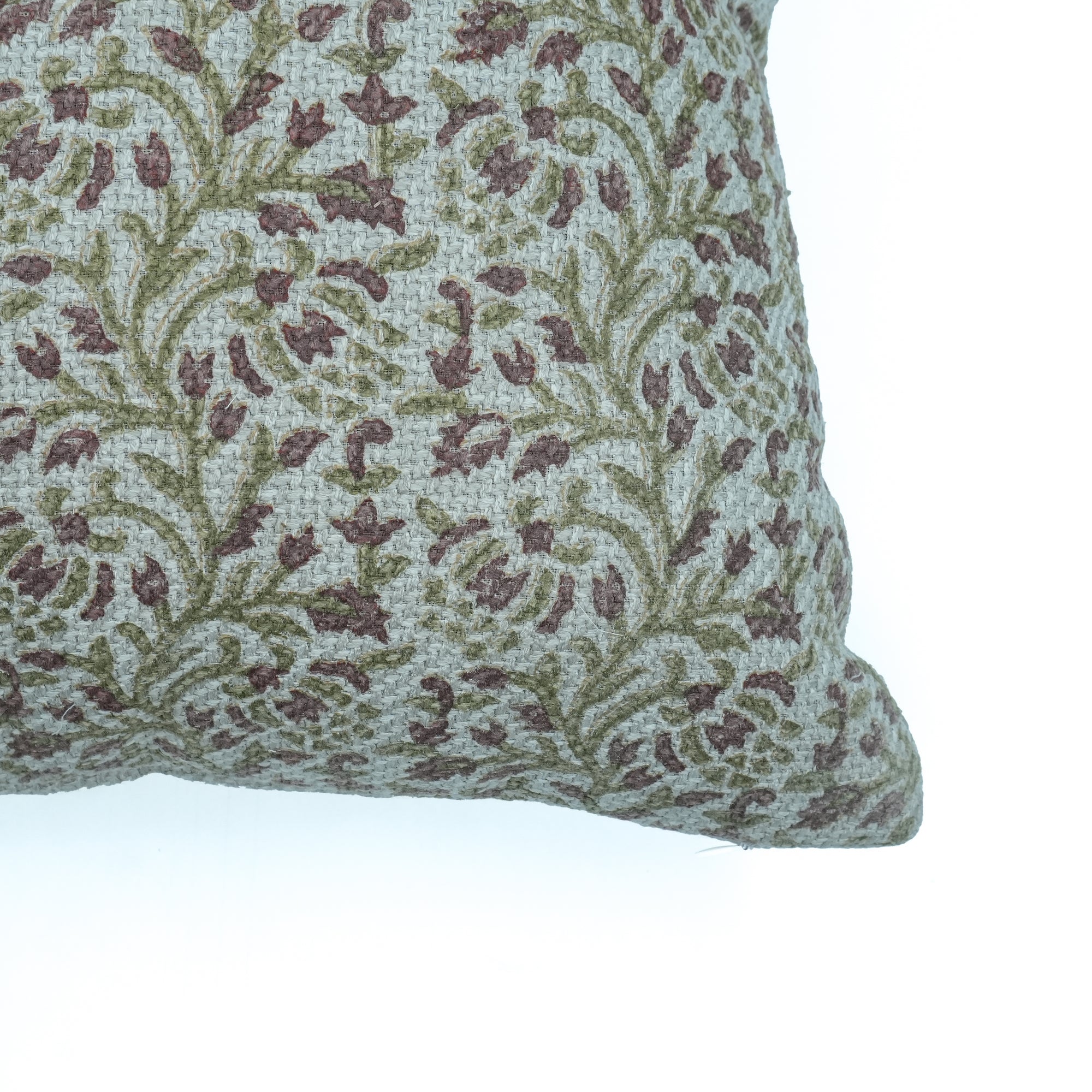 Suhana Bell Red Hand Block Print Jute Linen Cushion Case