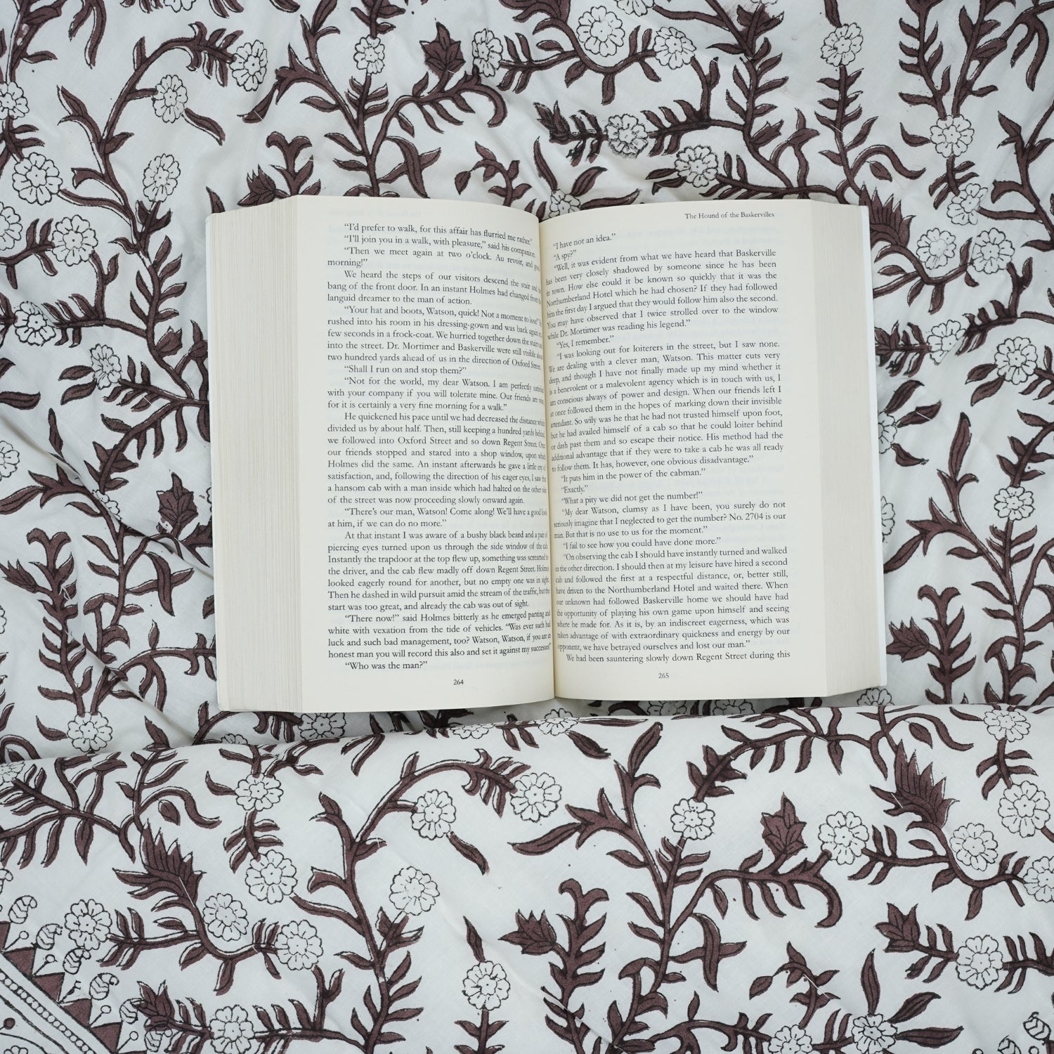 Block Print Brown Cotton Quilt Reversible &amp; Lightweight - Shejan