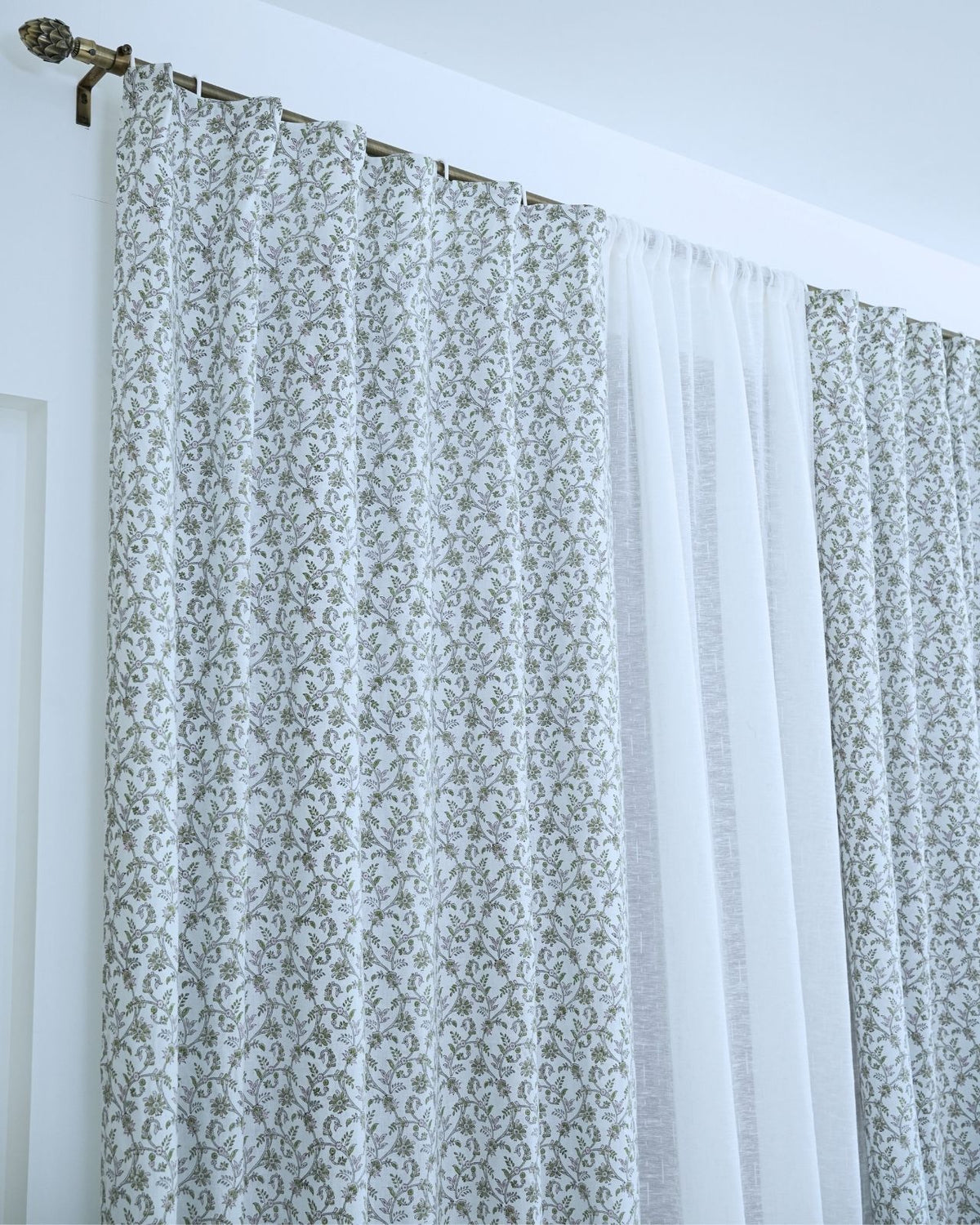 Floral Handcrafted Boho Curtain on Viscose Colored Linen || Varanasi