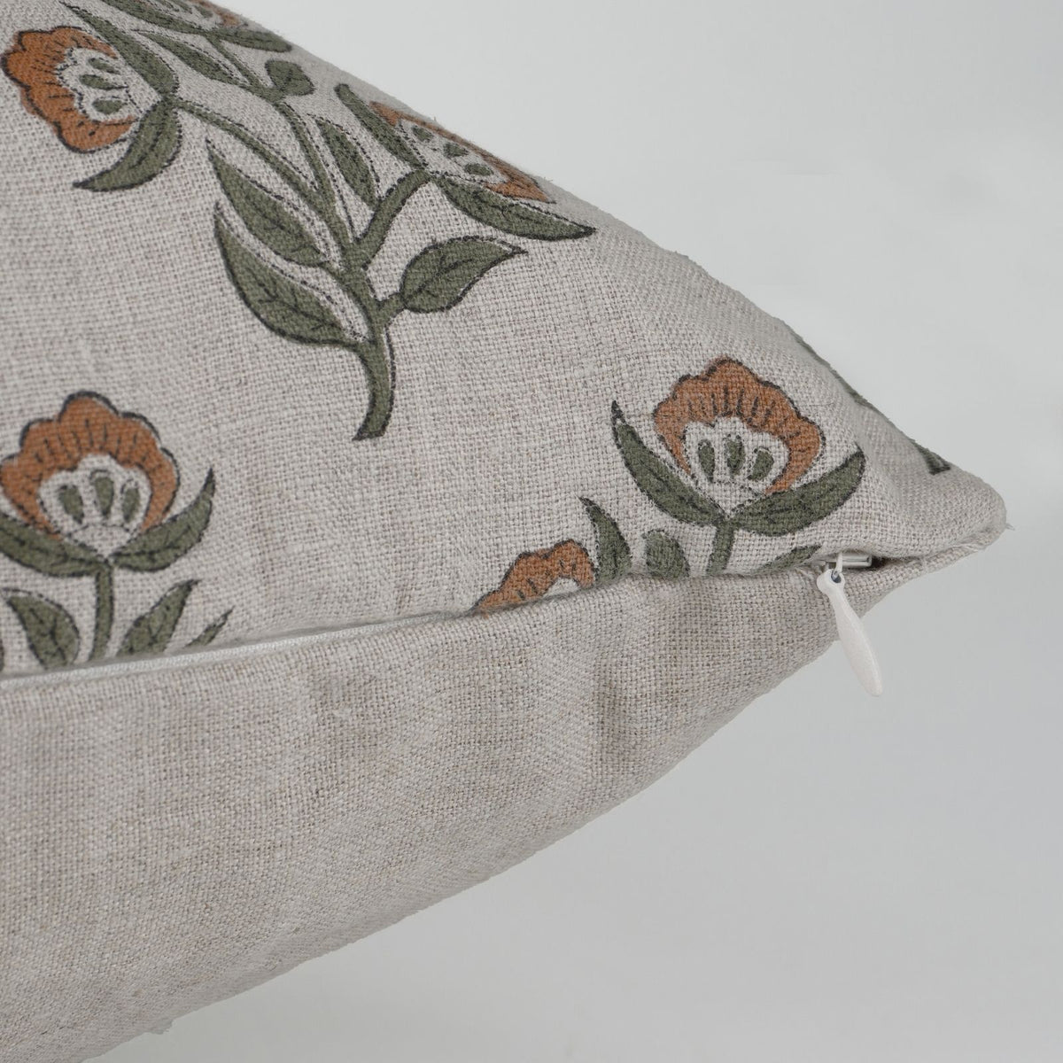 Rust Floral Pure Linen Indian Print Cushion Cover – Bael Patra