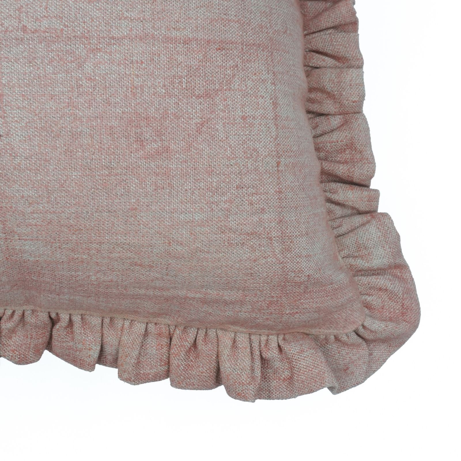 Solid Brown Frill Indoor Cushion Cover | Thick Linen