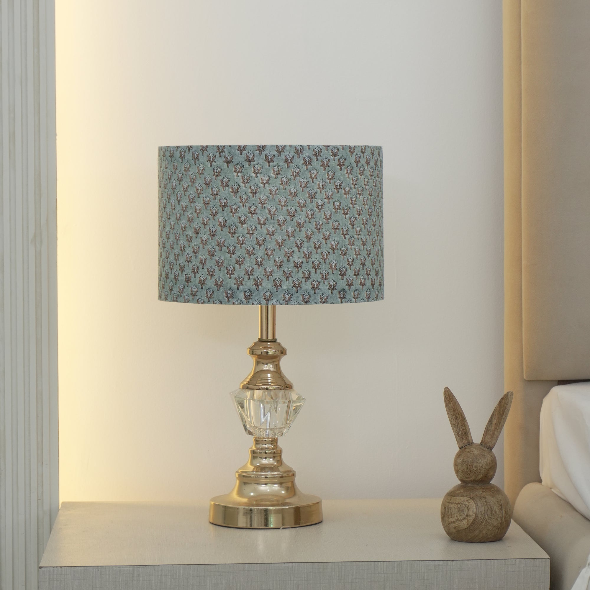 Handcrafted Sage Green Linen Drum Lampshade - Mogra