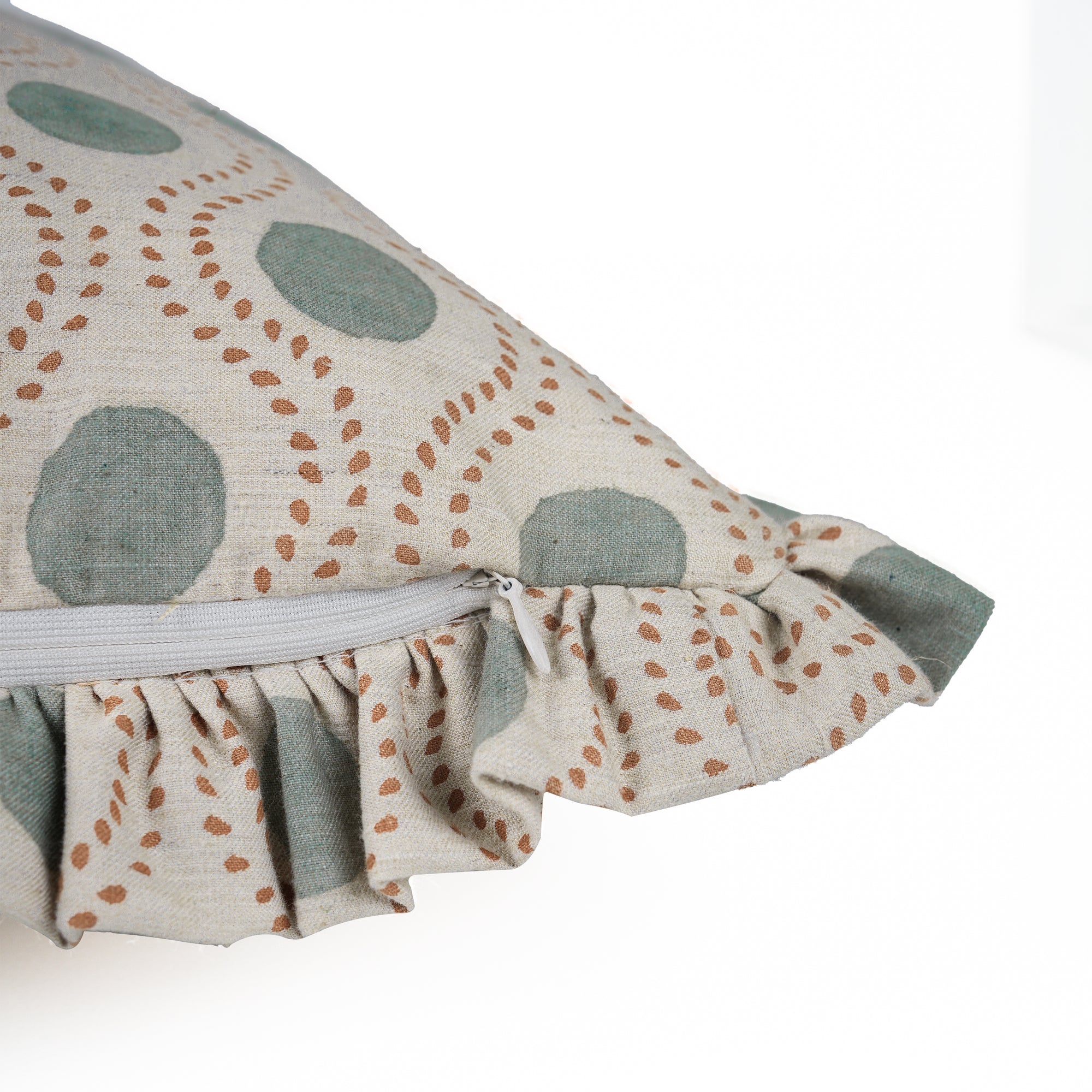 Handmade Boho Dotted Frill Pillow Cover – Rajbhog Block Print