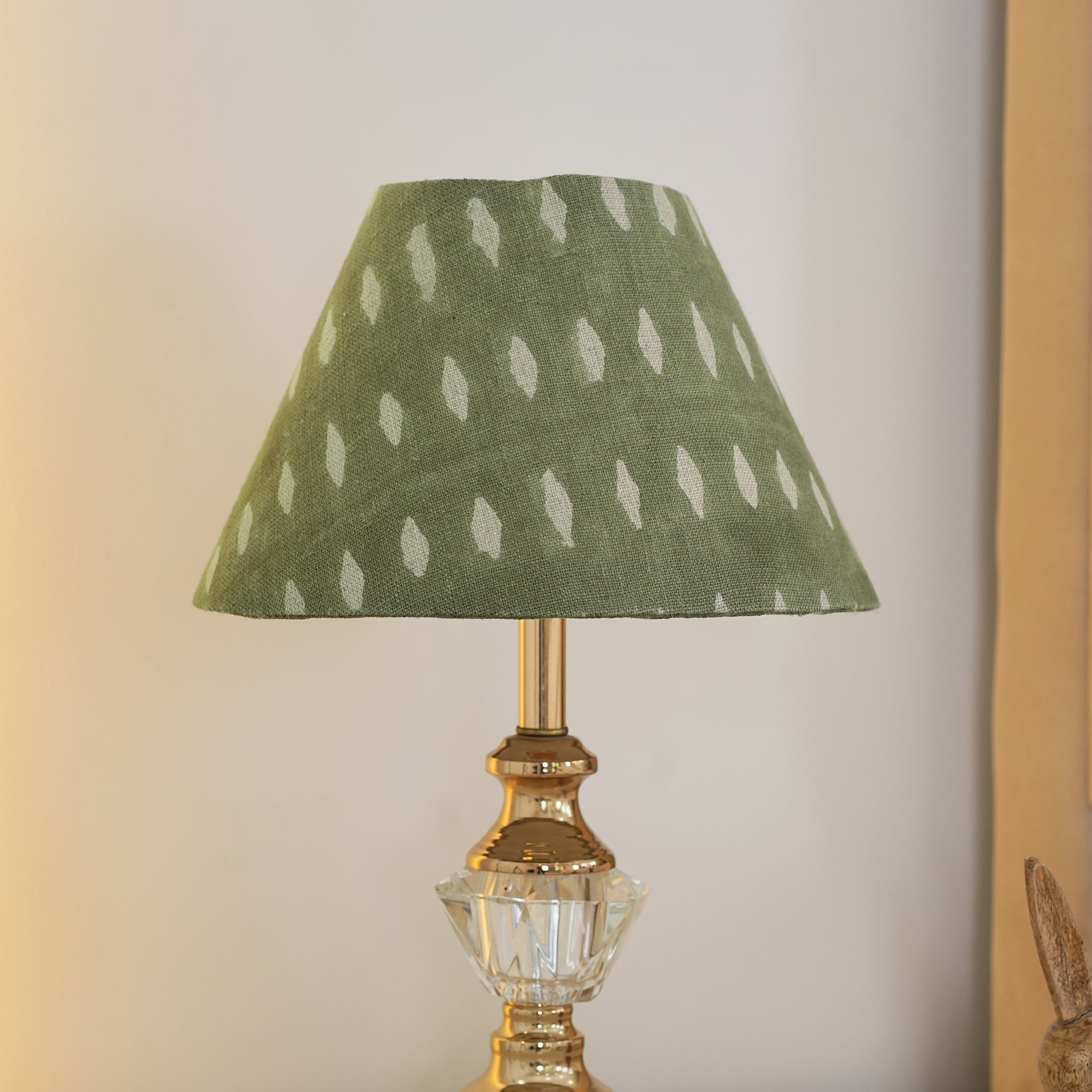 Block Printed Linen Boho Decor Lampshade - Omji Green