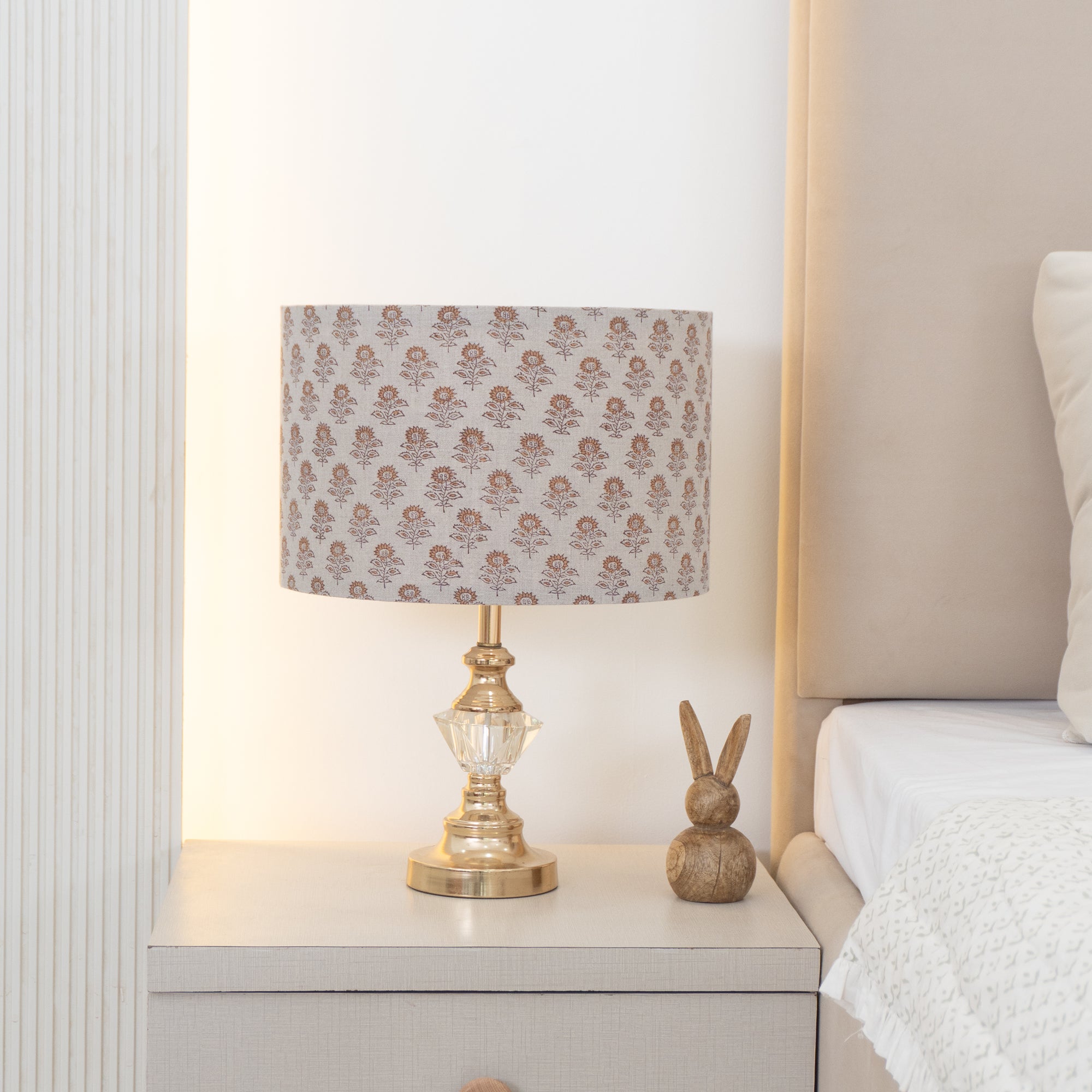 Jaipur Crafted Bagru Buti Pure Linen Floor Lampshade