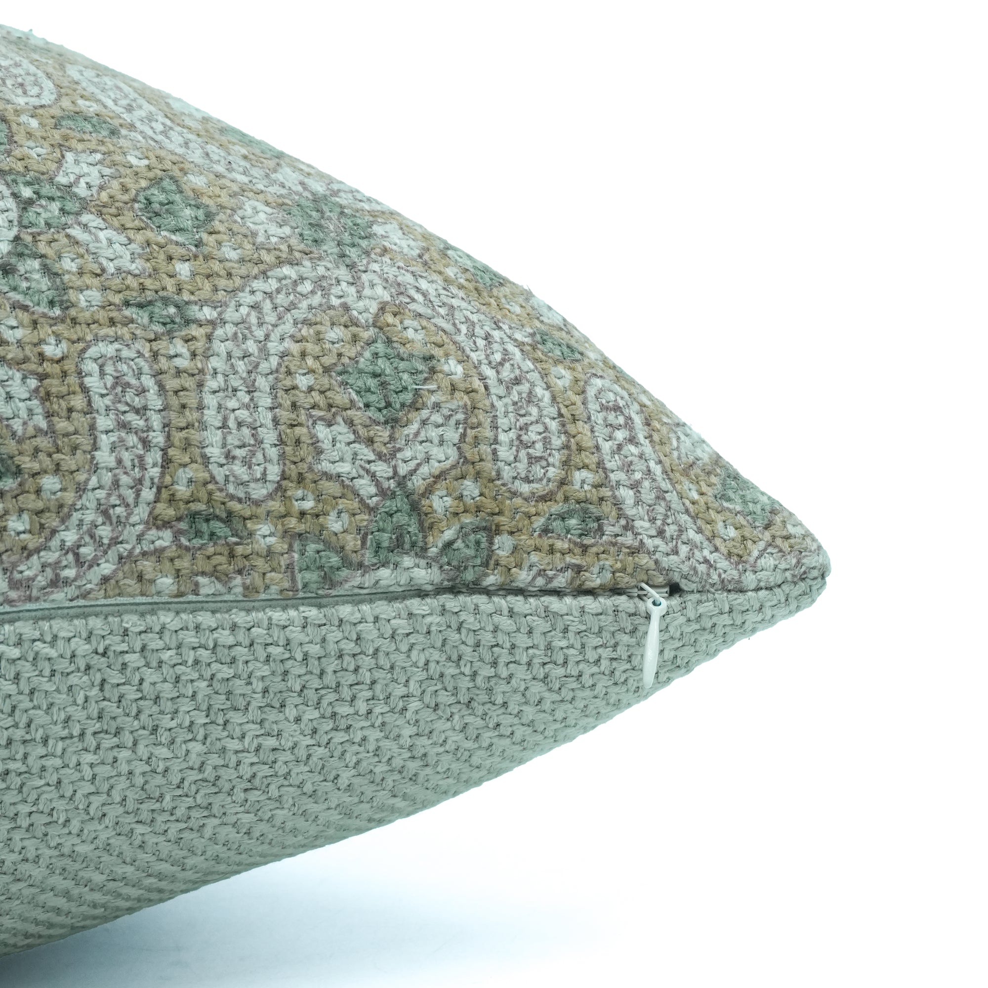 Indian Artisan Jute Linen Cushion Cover Gray Floral - Mahek