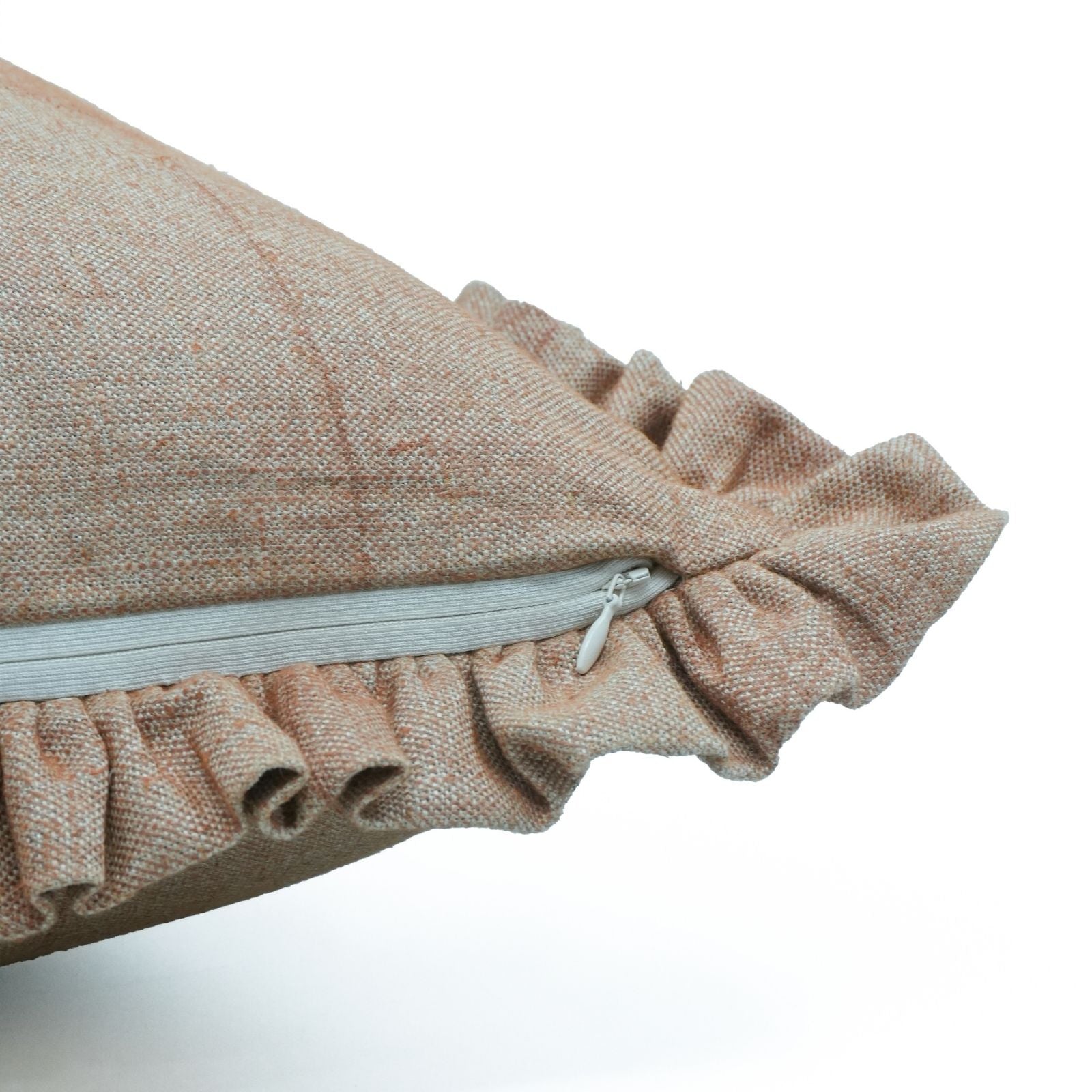 Solid Beige Thick Linen Ruffle Pillow Cover | Home Decor Accent