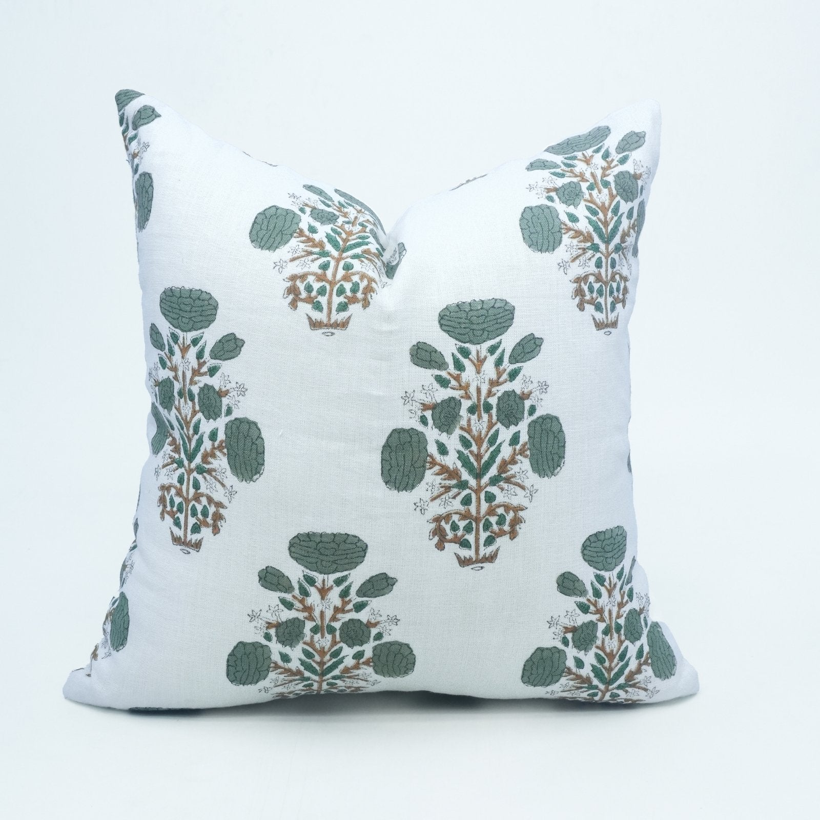 Indian Printed Pillow Cover | Gray Swadesh on Pure White Linen