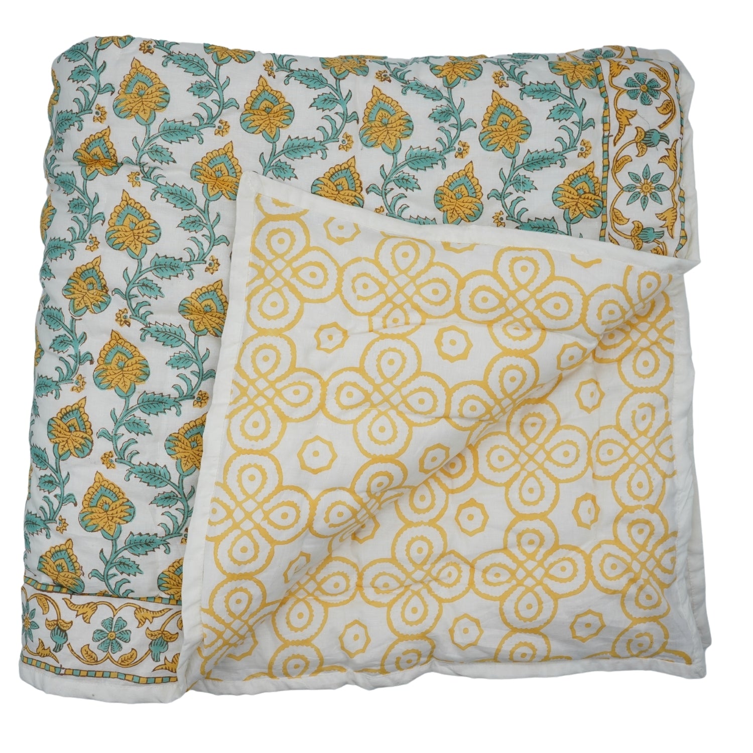 Madhubala Hand Block Print Reversible Cotton Quilt