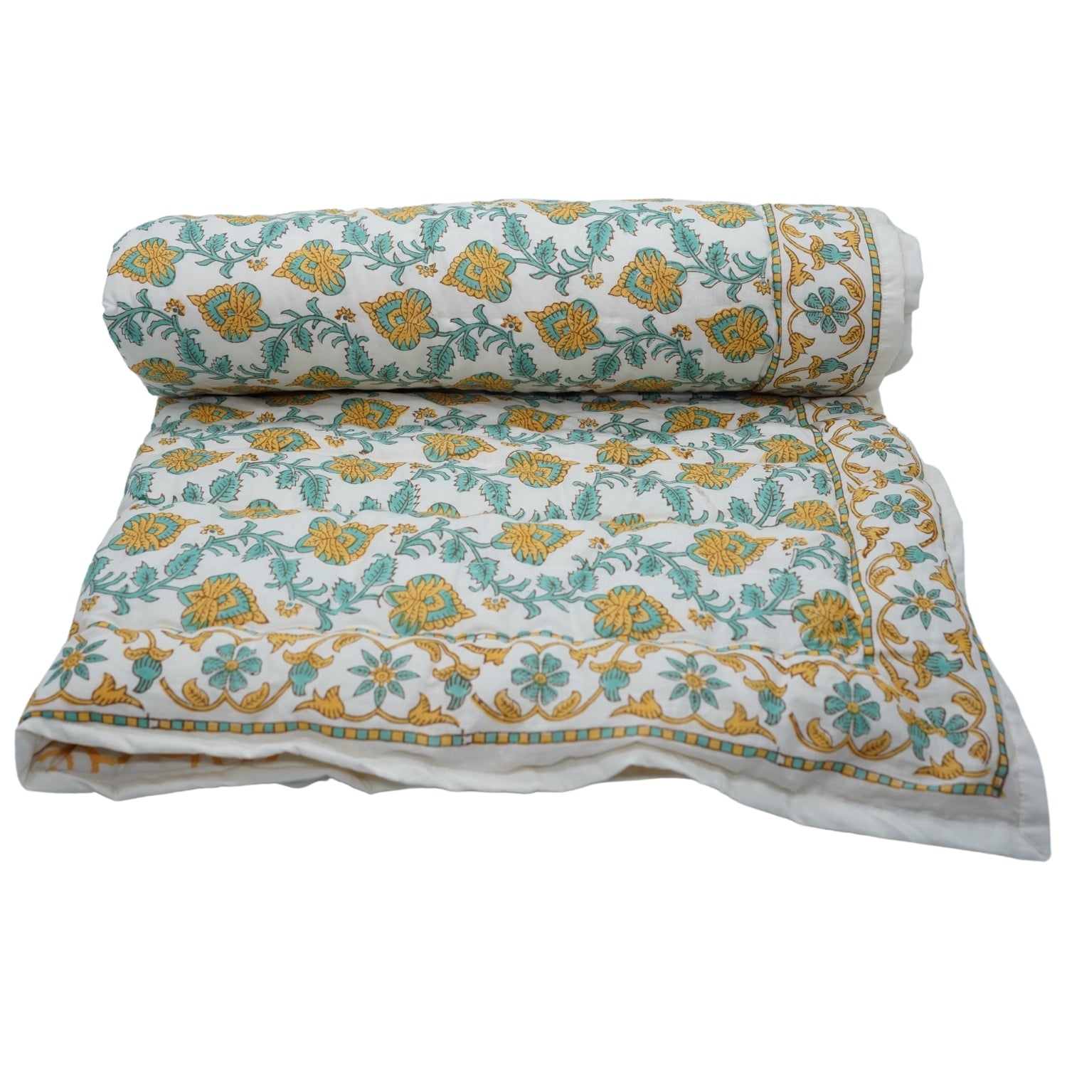 Madhubala Hand Block Print Reversible Cotton Quilt