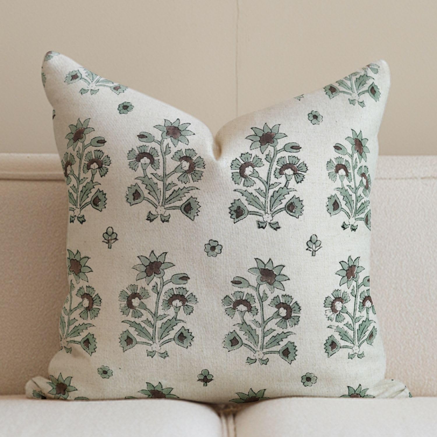 Boho bed pillow with floral pattern 