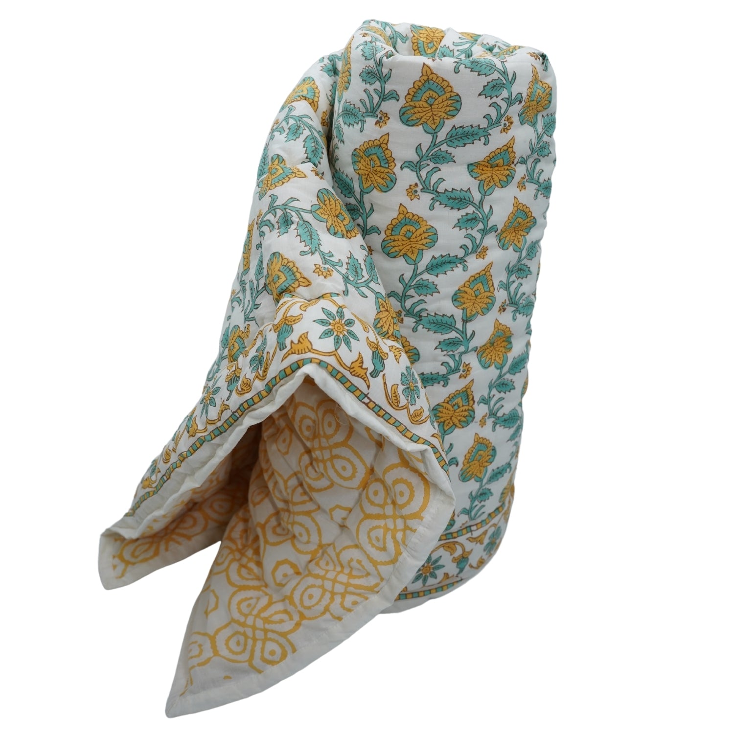 Madhubala Hand Block Print Reversible Cotton Quilt