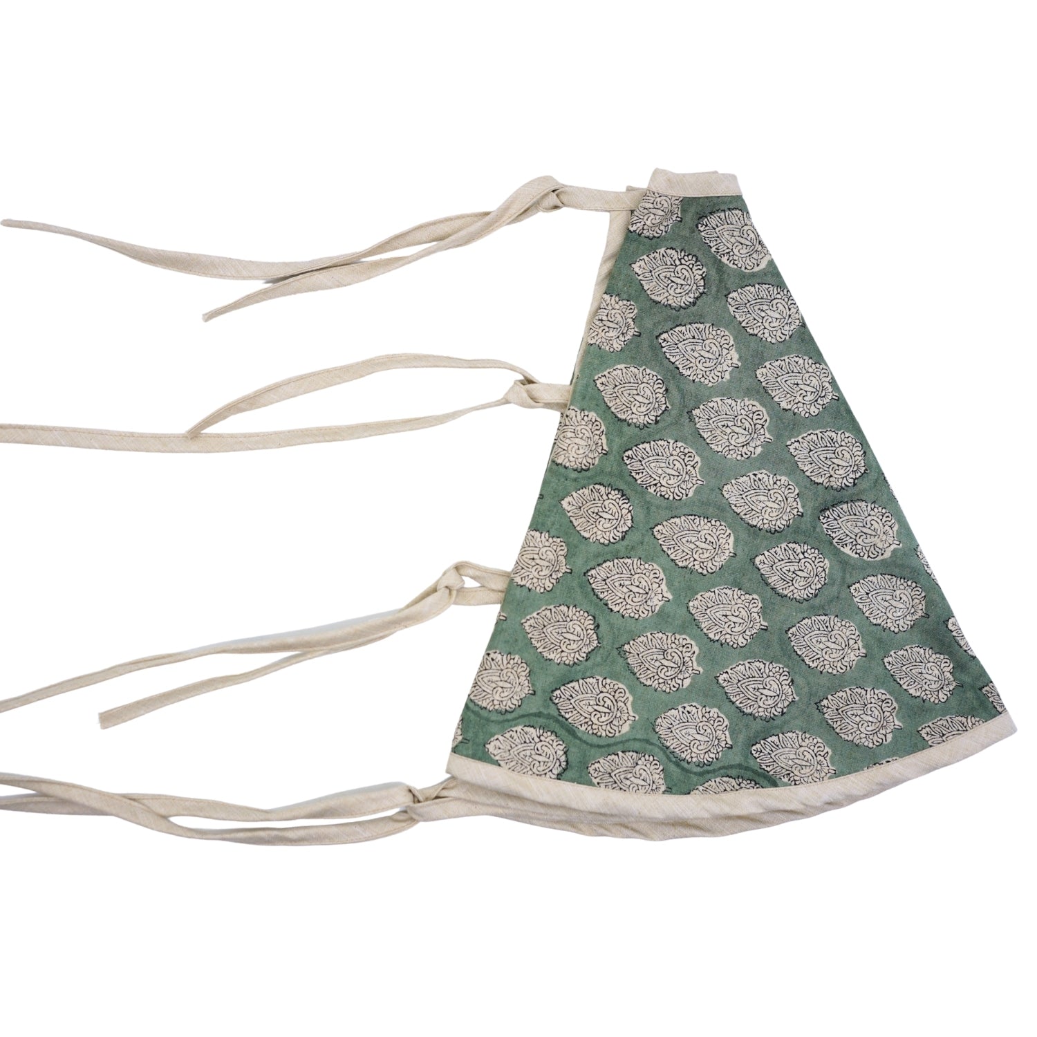 Indian Printed Round Christmas Tree Skirt in Dolphin Gray & Black Floral Betel Leaf Linen Blend Boho Cozy Look