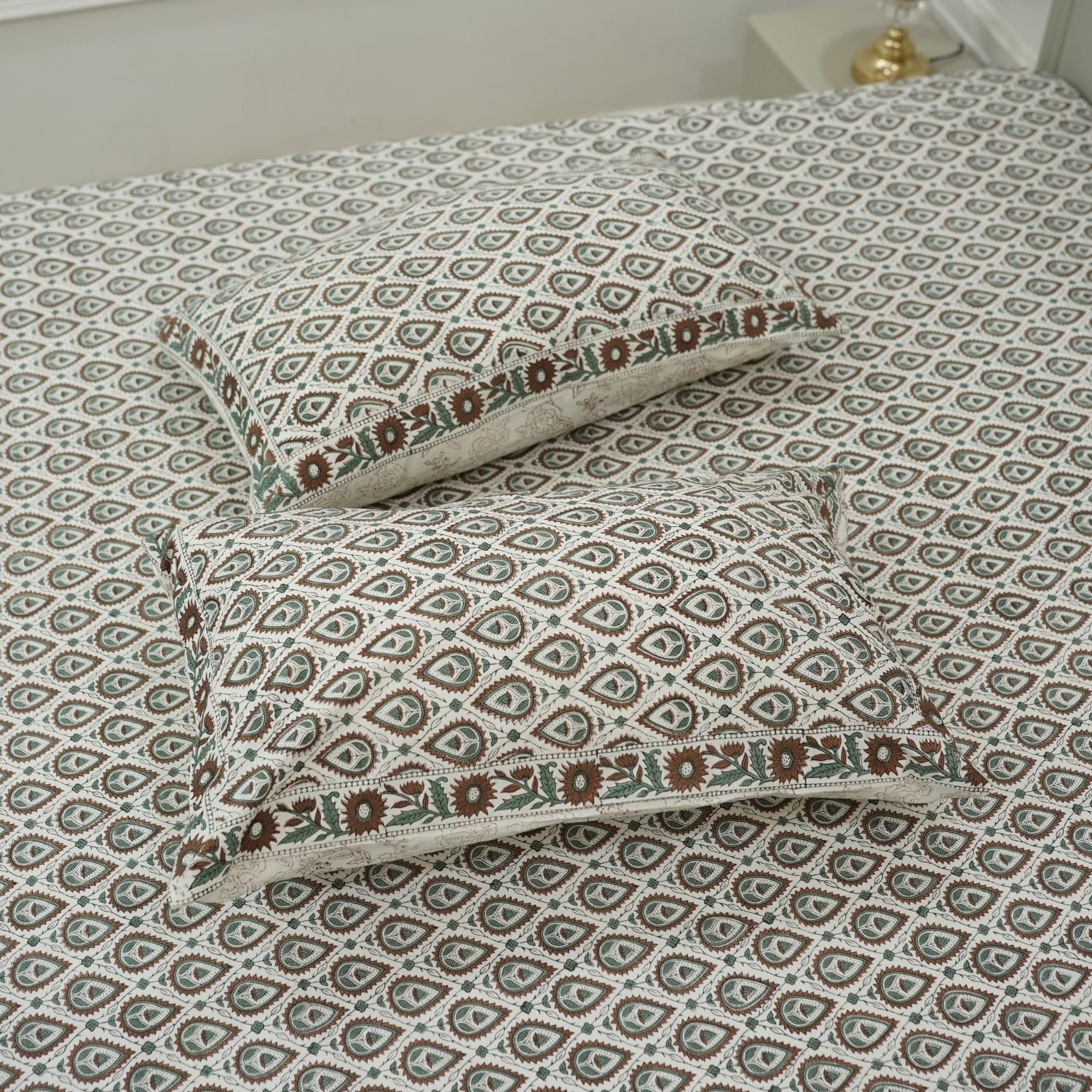 Floral bedsheets India, Artistic boho bedding,  Flat sheet with block prints, Indian boho bedding, Sustainable cotton bedspread, Farmhouse floral bedding, Floral handmade bedcover.