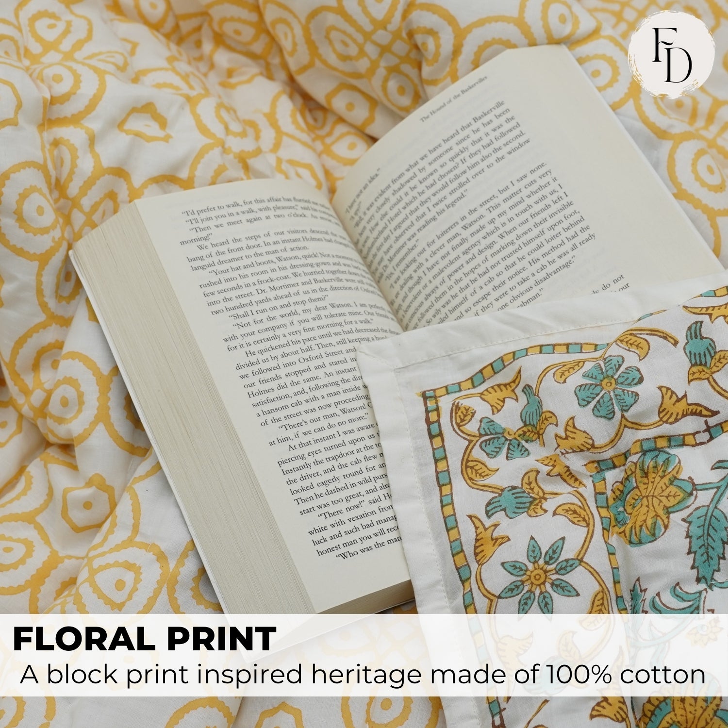 Madhubala Hand Block Print Reversible Cotton Quilt